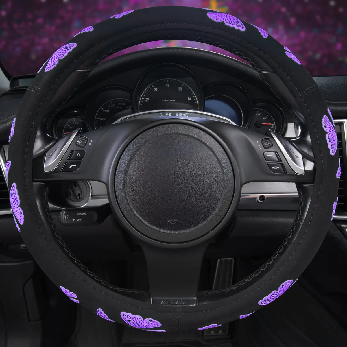 Car Pass Purple Butterfly Steering Wheel Cover 14.5"-15.5" | Superior Grip & Safety for Cars - view 5
