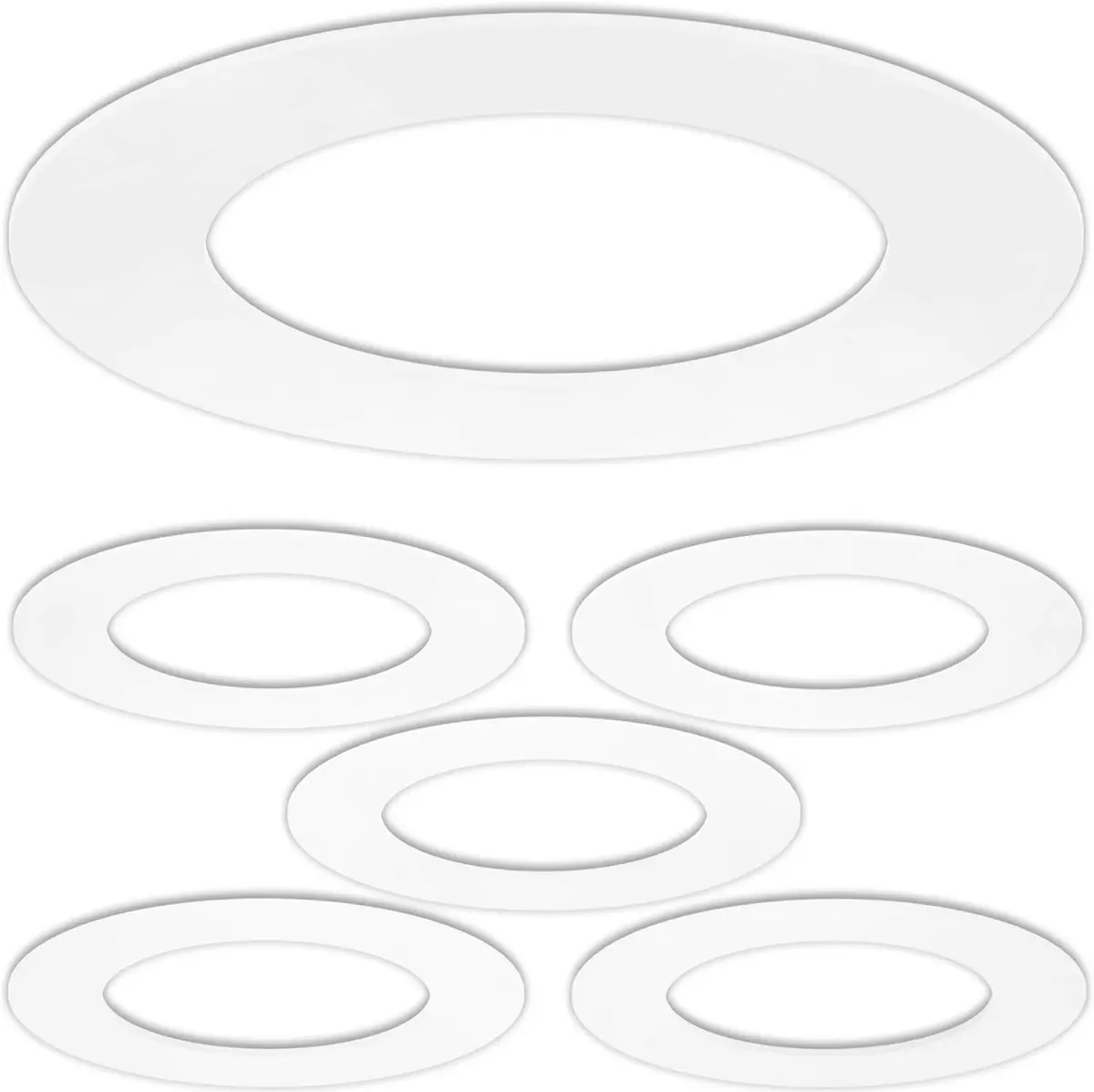HARRRRD Gloss White Goof Trim Ring 5 Pack for 4" Recessed Cans | Outer 6.7" Inner 4.25" Plastic Trim - main product image