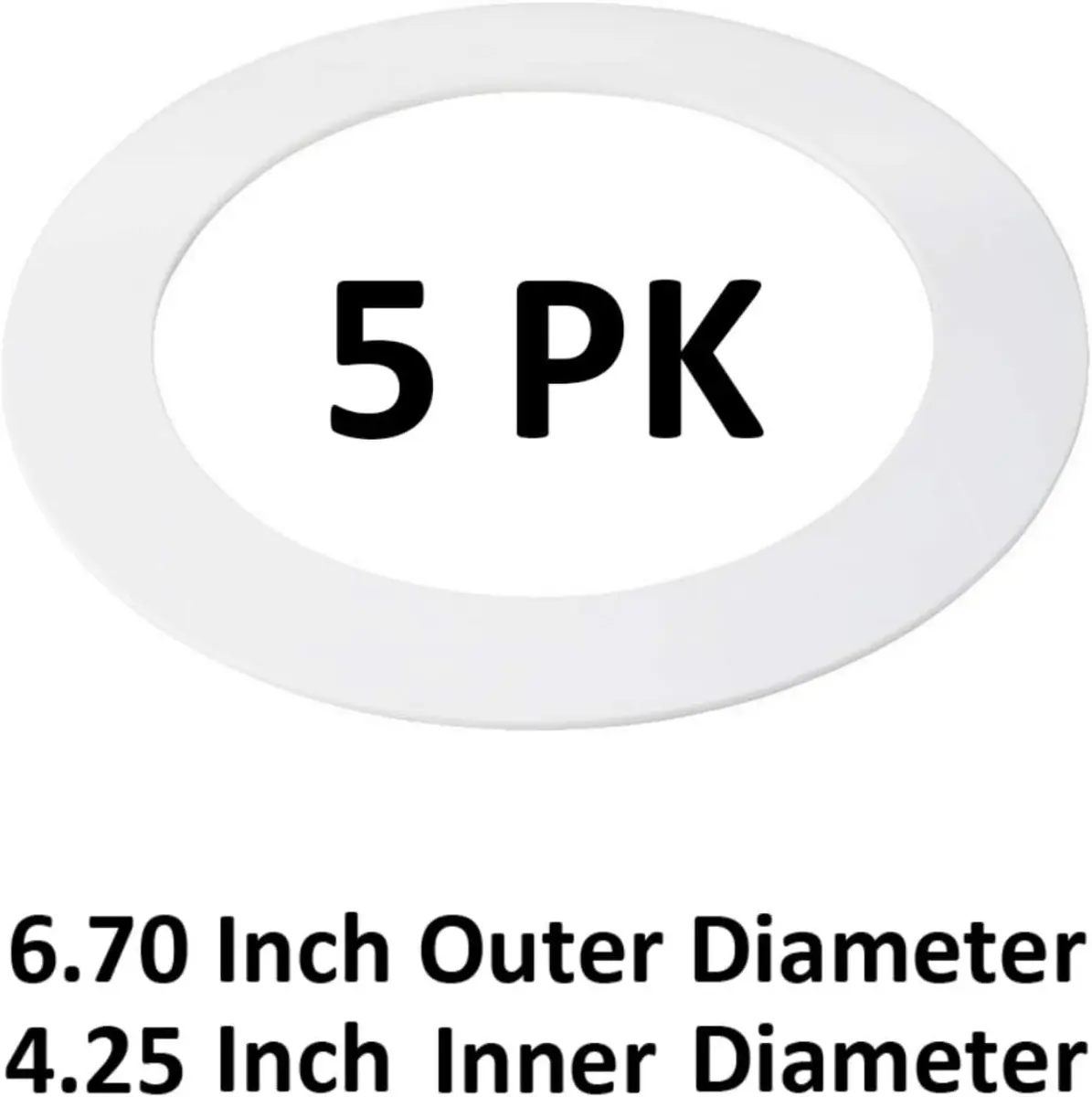 HARRRRD Gloss White Goof Trim Ring 5 Pack for 4" Recessed Cans | Outer 6.7" Inner 4.25" Plastic Trim - view 2