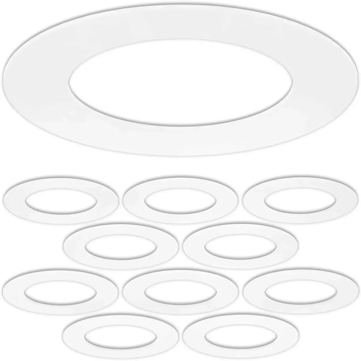 HARRRRD Gloss White Goof Trim Ring for 4" Recessed Cans, 10 Pack | Covers 6.7" Outer Diameter Holes - main product image