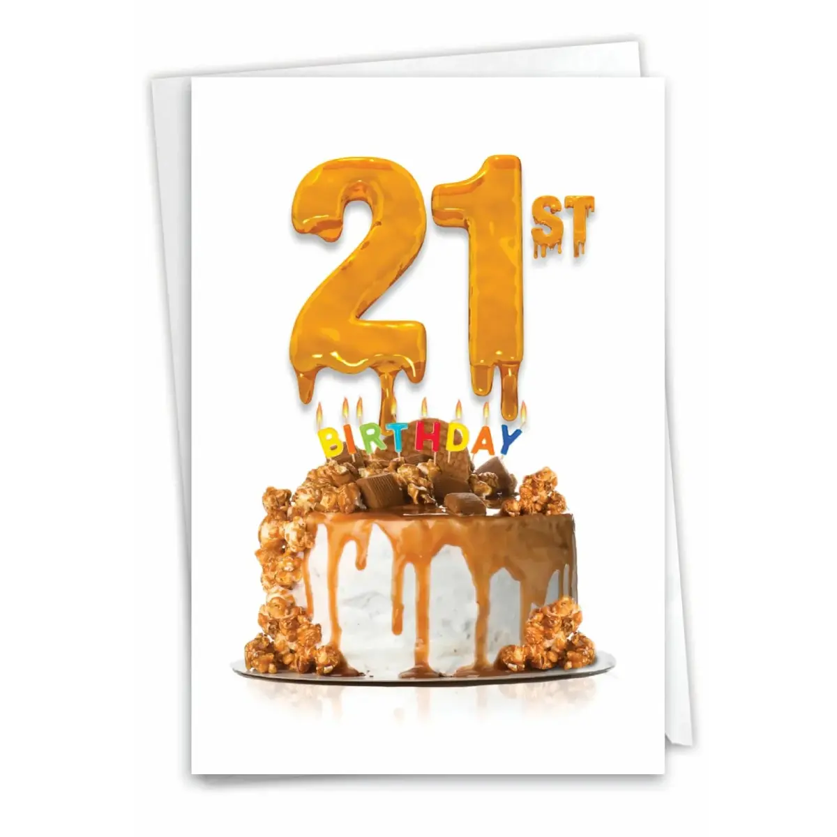 The Best Card Company 21st Happy Birthday Card with Envelope | Milestone Bday Cake, 21 Years Old, Congrats Notecard (1 Card, 5x7 Inch) - main product image