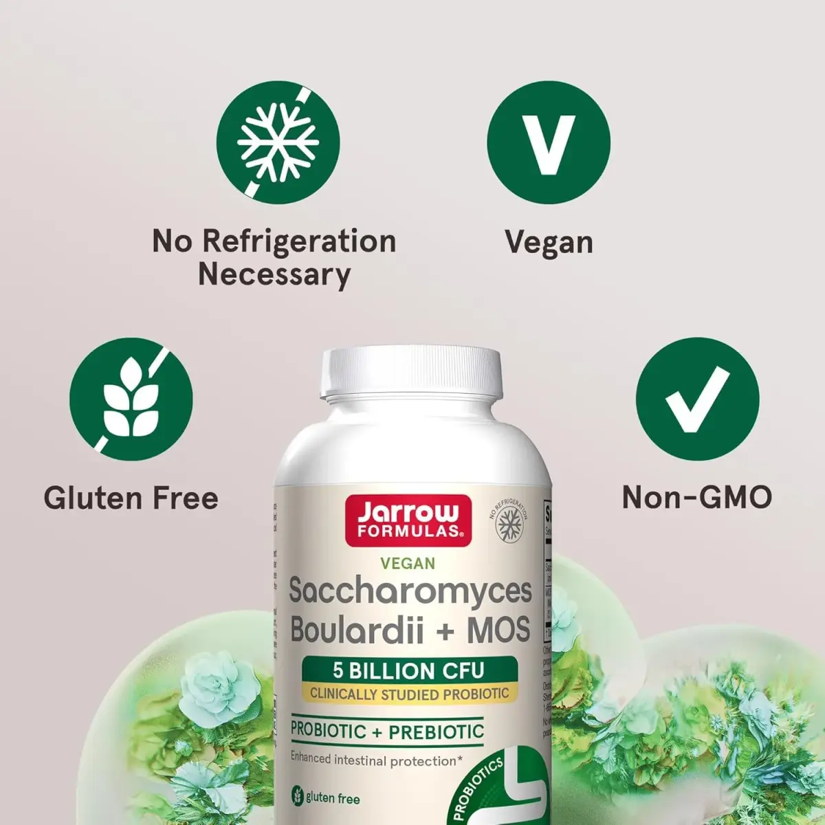 Jarrow Formulas Saccharomyces Boulardii + MOS 180 Servings (90 Count Pack of 2) | Probiotic + Prebiotic for Digestive Health Support - view 5