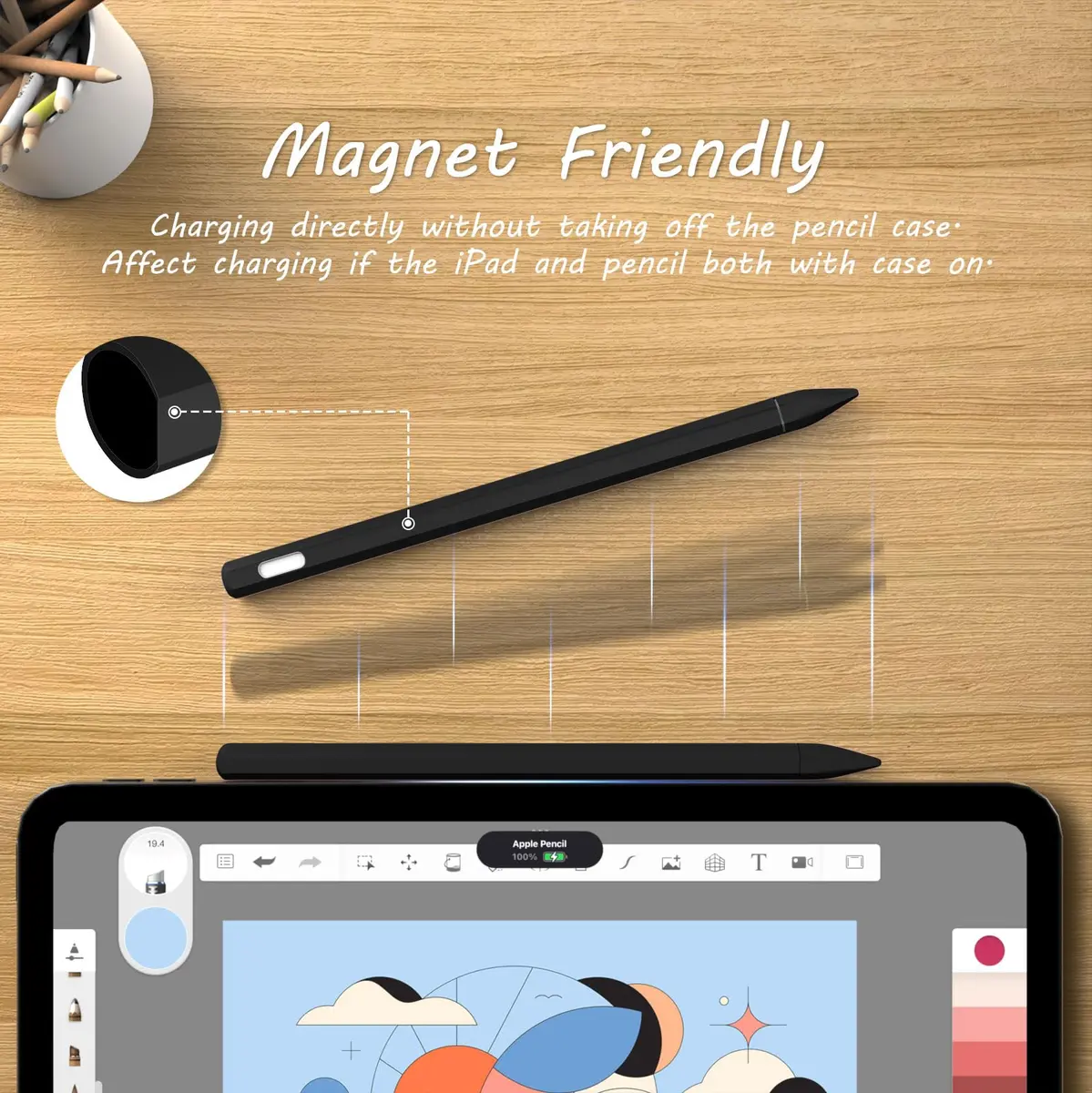 KELIFANG Silicone Case for Apple Pencil 2nd Gen & Pro 2024 | Protective Sleeve & Tip Cap, Black - view 2