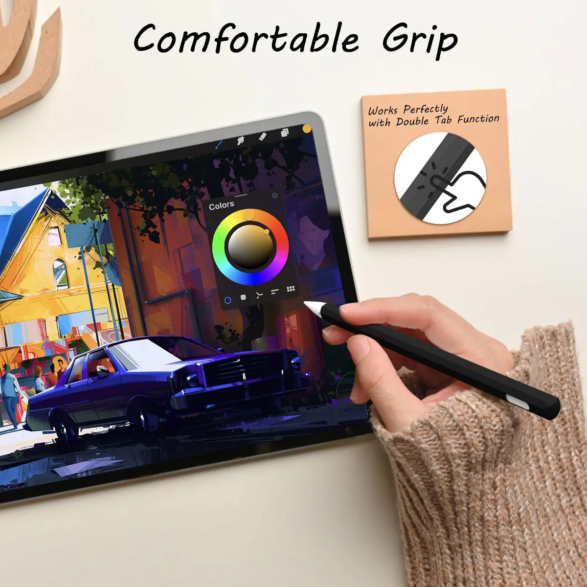 KELIFANG Silicone Case for Apple Pencil 2nd Gen & Pro 2024 | Protective Sleeve & Tip Cap, Black - view 4