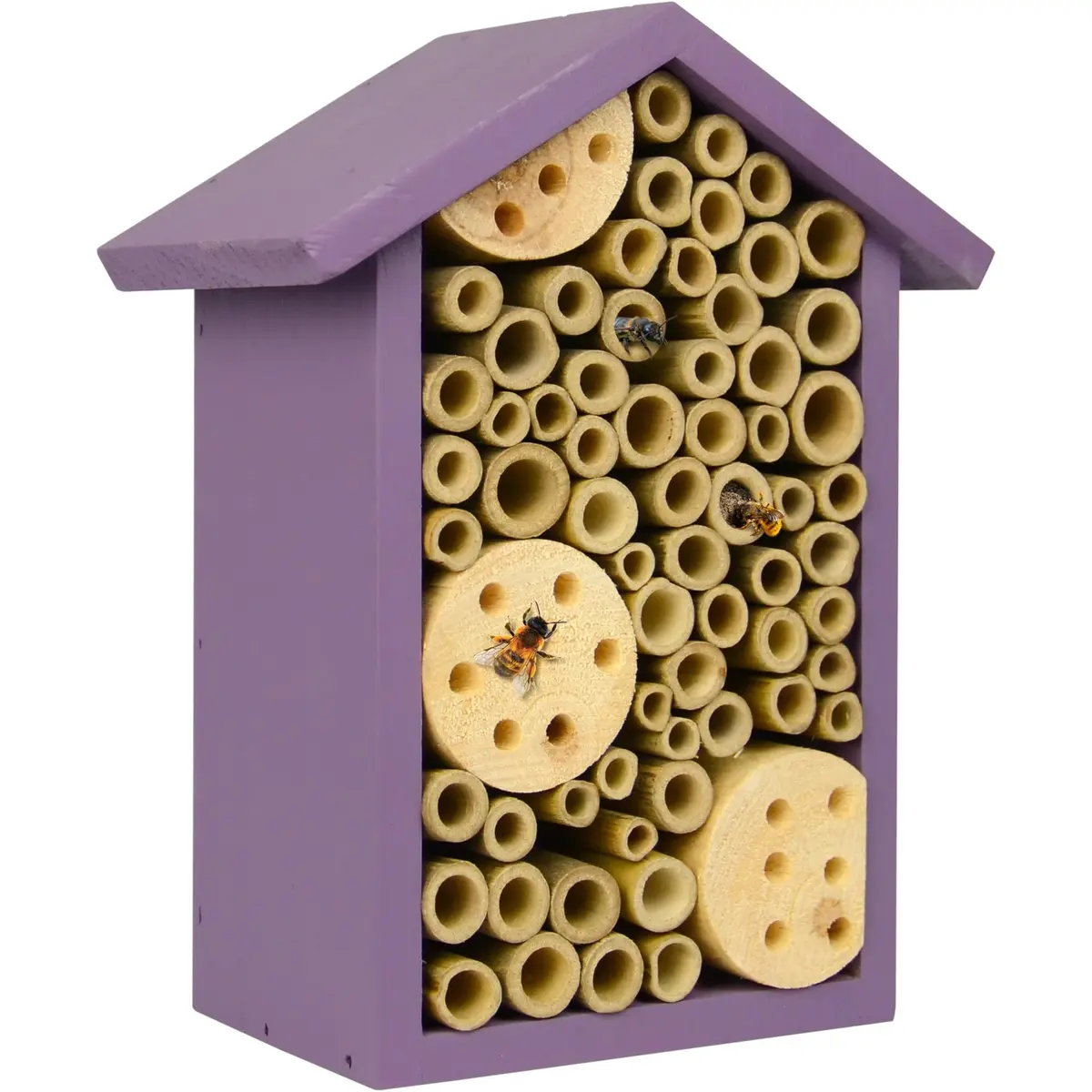 NATURE'S WAY Purple Bee House | Eco-Friendly Solitary Bee Habitat for Garden Pollination - main product image