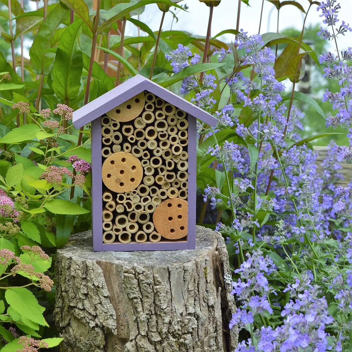 NATURE'S WAY Purple Bee House | Eco-Friendly Solitary Bee Habitat for Garden Pollination - view 8