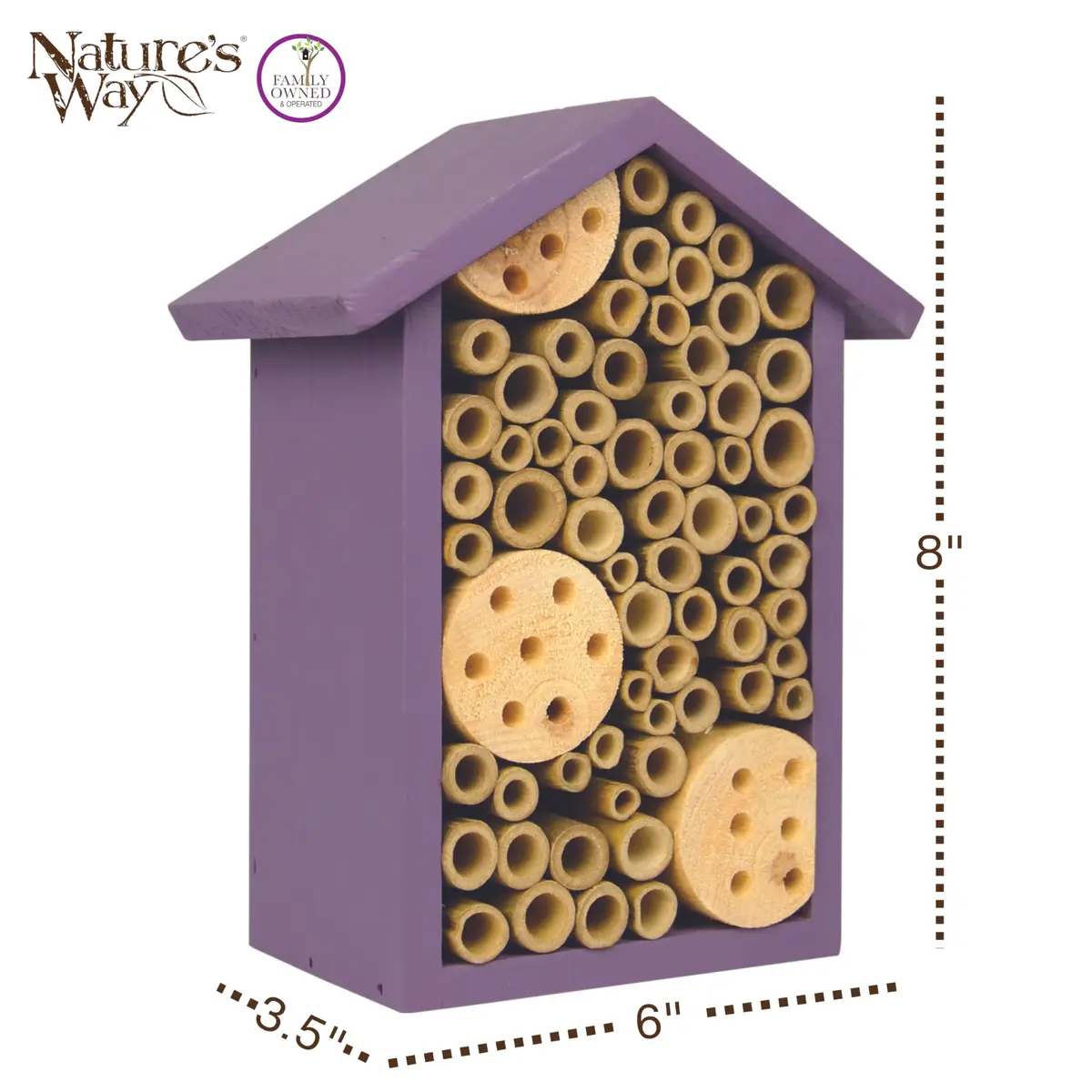 NATURE'S WAY Purple Bee House | Eco-Friendly Solitary Bee Habitat for Garden Pollination - view 2