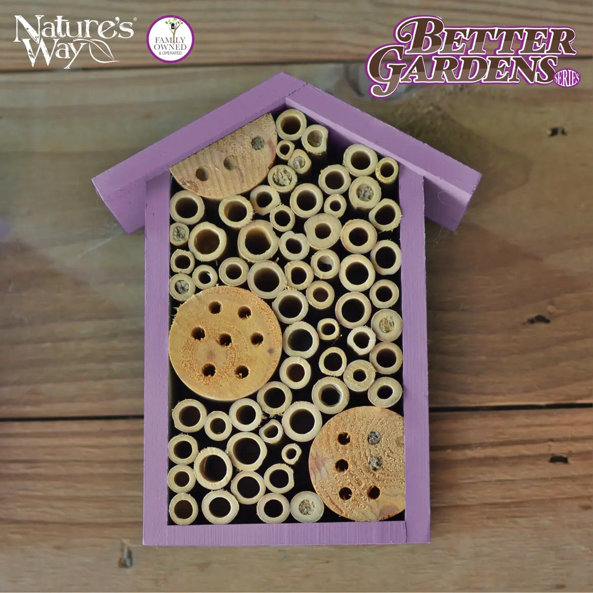 NATURE'S WAY Purple Bee House | Eco-Friendly Solitary Bee Habitat for Garden Pollination - view 4