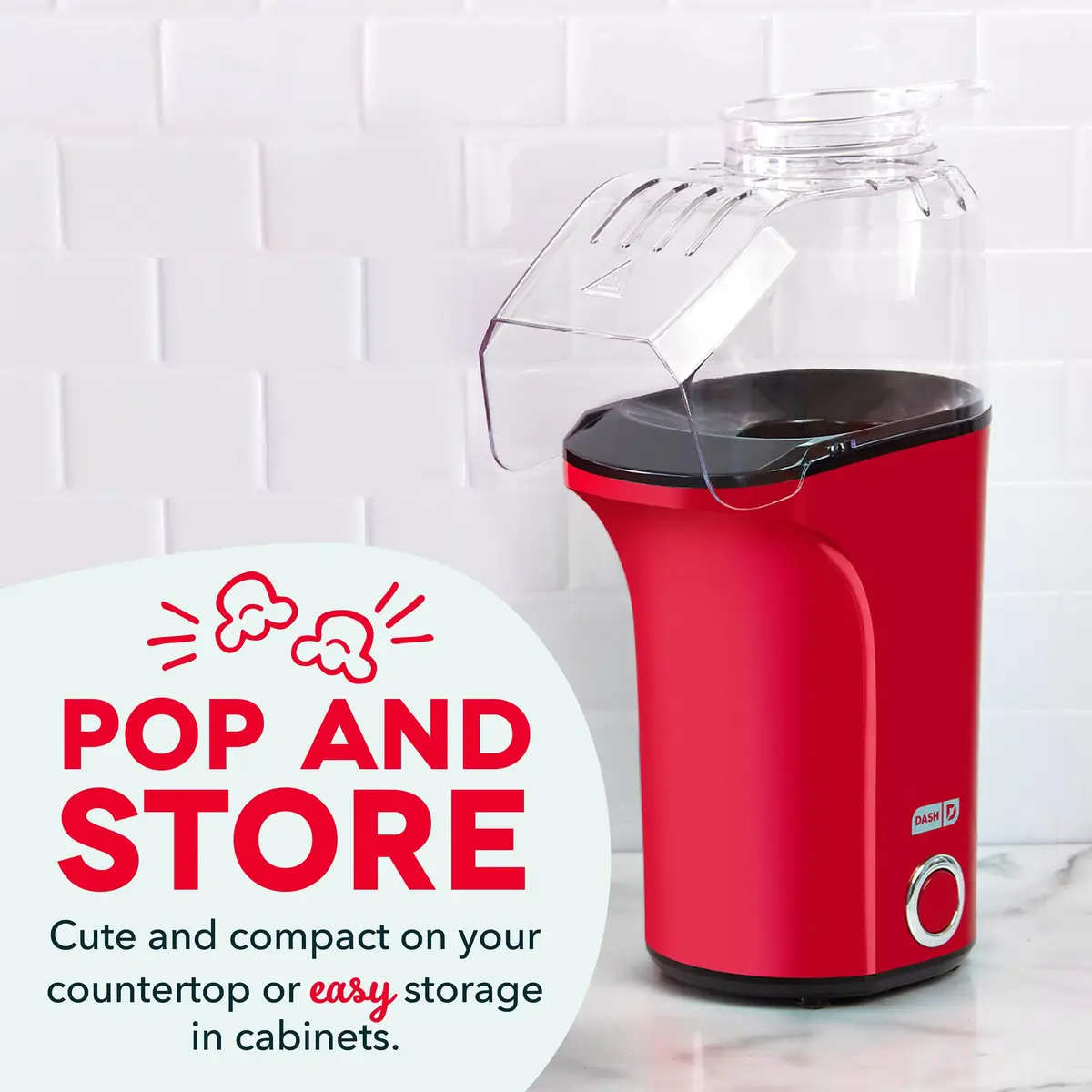 Dash Fresh Pop Popcorn Maker 16-Cup Red | Oil-Free Hot Air Popper for Family & Movie Nights - view 7