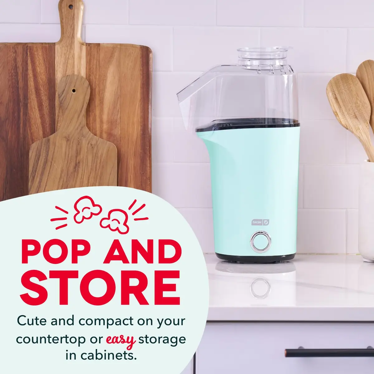 Dash Fresh Pop Popcorn Maker 16-Cup Aqua | Oil-Free Hot Air Popper for Family & Movie Nights - view 7