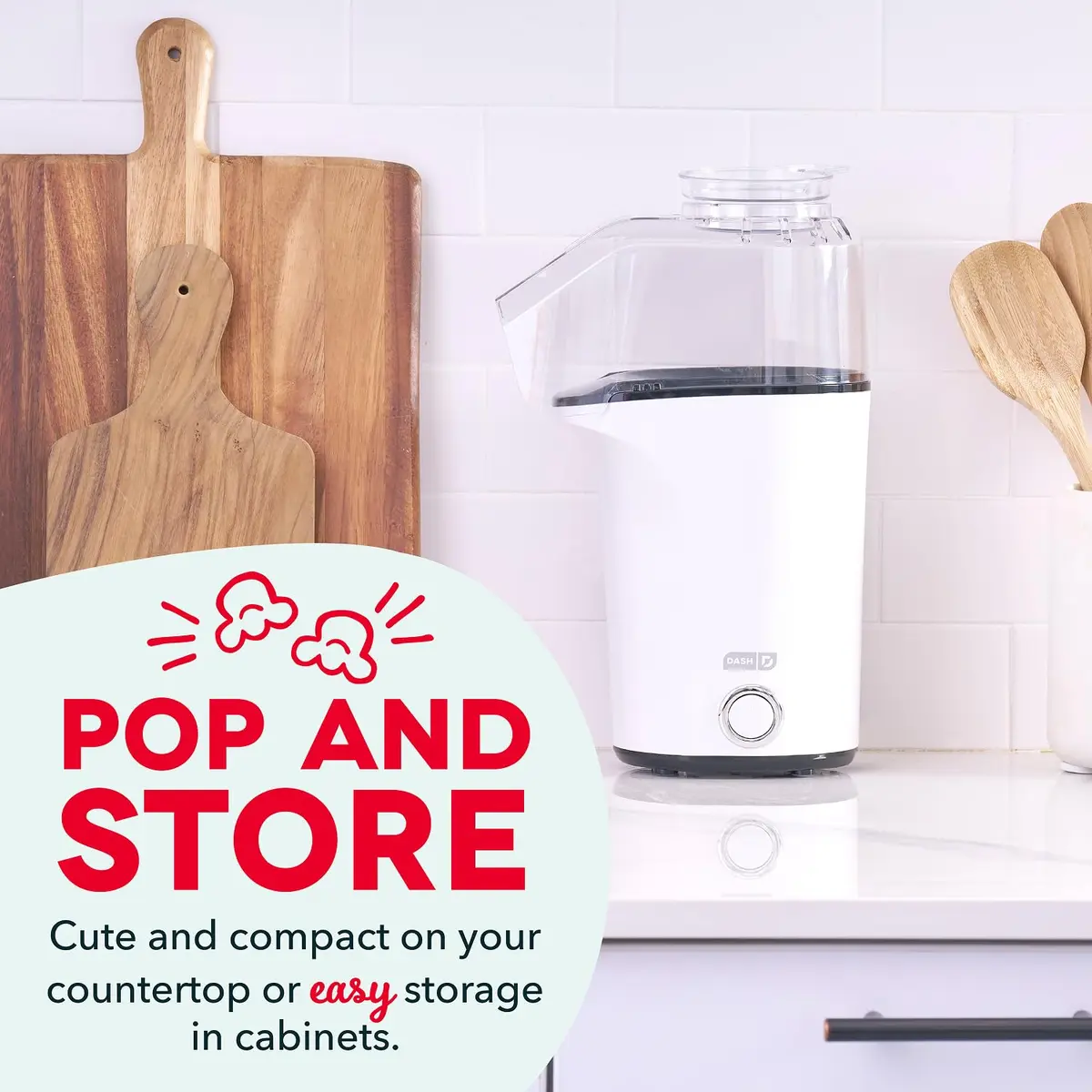 Dash Fresh Pop Hot Air Popcorn Maker, 16-Cup Capacity, White | Oil-Free Electric Popper for Healthy Snacks - view 7