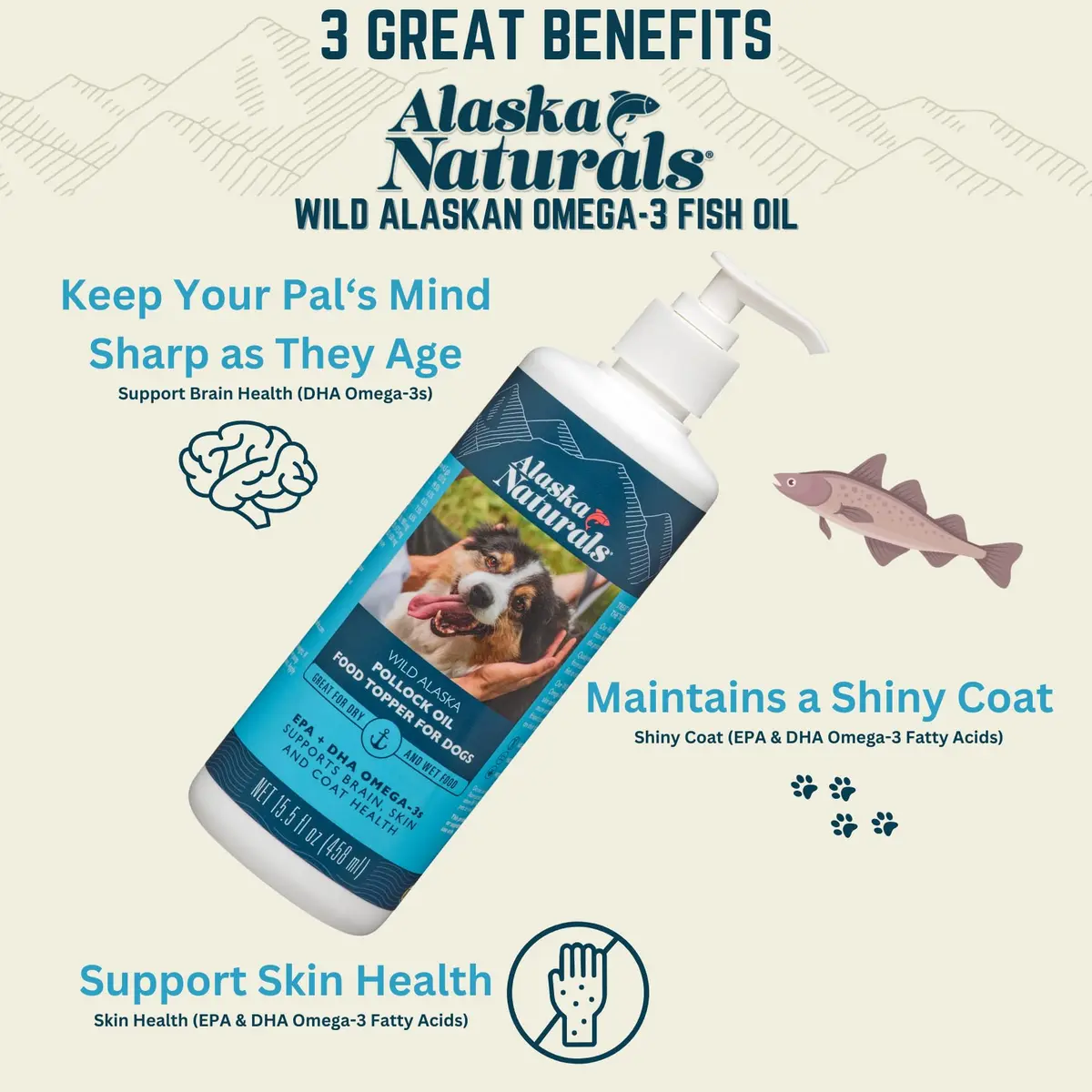 Alaska Naturals Wild Alaskan Fish Oil Supplement for Dogs Skin and Coat 15.5 oz | EPA DHA Omega-3 Fatty Acids Support - view 2