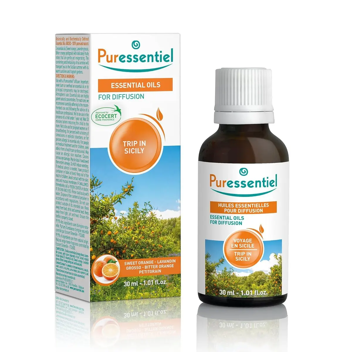 Puressentiel Trip in Sicily Diffuser Blend 30 ML | Citrus Aromatherapy for Relaxation - main product image