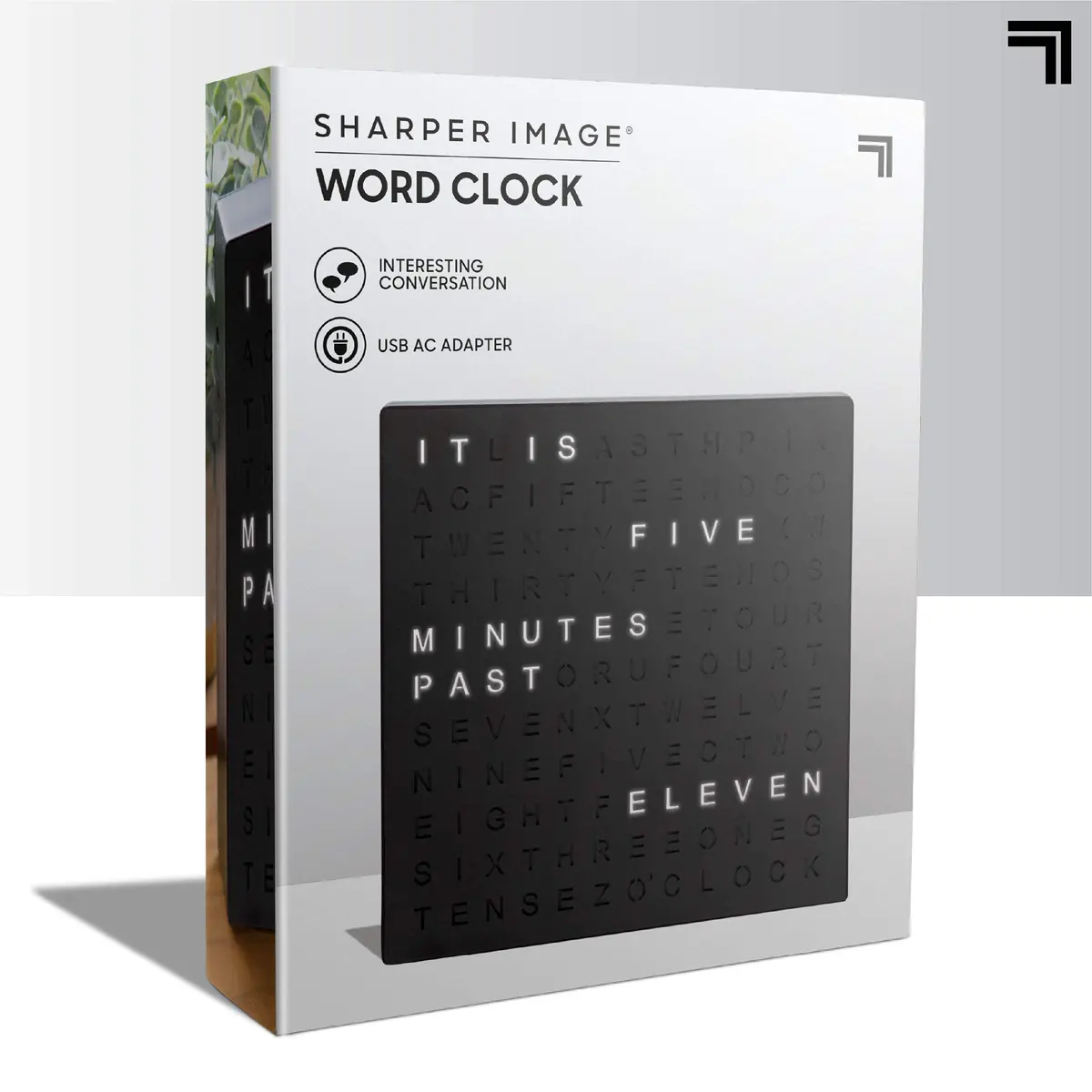 Sharper Image LED Word Digital Clock 7.75" Black Finish | Modern Time Display with Illuminated Words - view 8