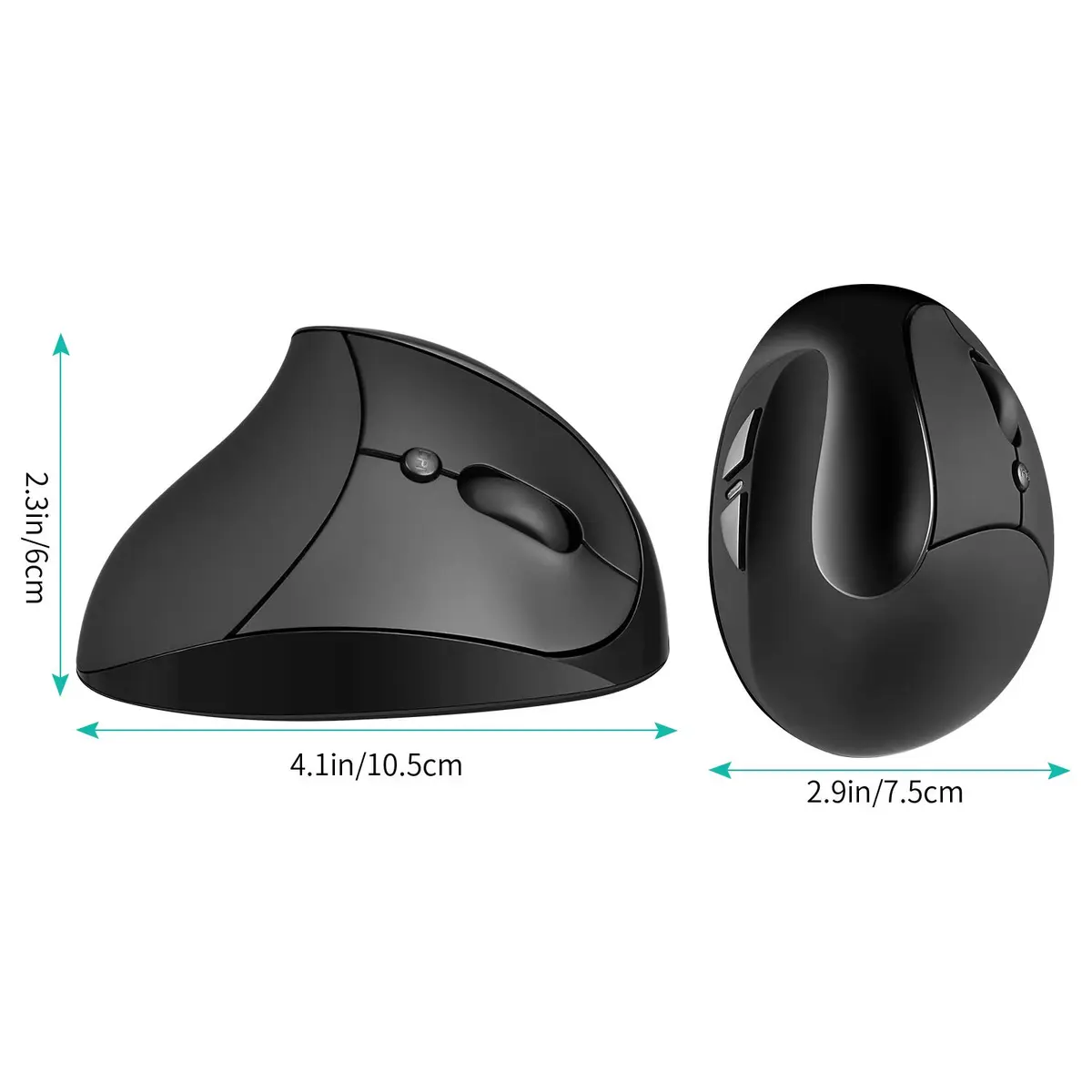 AURTEC Vertical Mouse 2.4G Wireless Ergonomic Mouse | Rechargeable, 6 Buttons, 800/1200/1600 DPI, Black - view 6