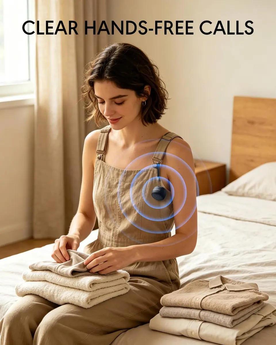 MOMOHO Mini Bluetooth Speaker Wireless, Tiny Portable Speaker with Mic & TWS, Black - view 5