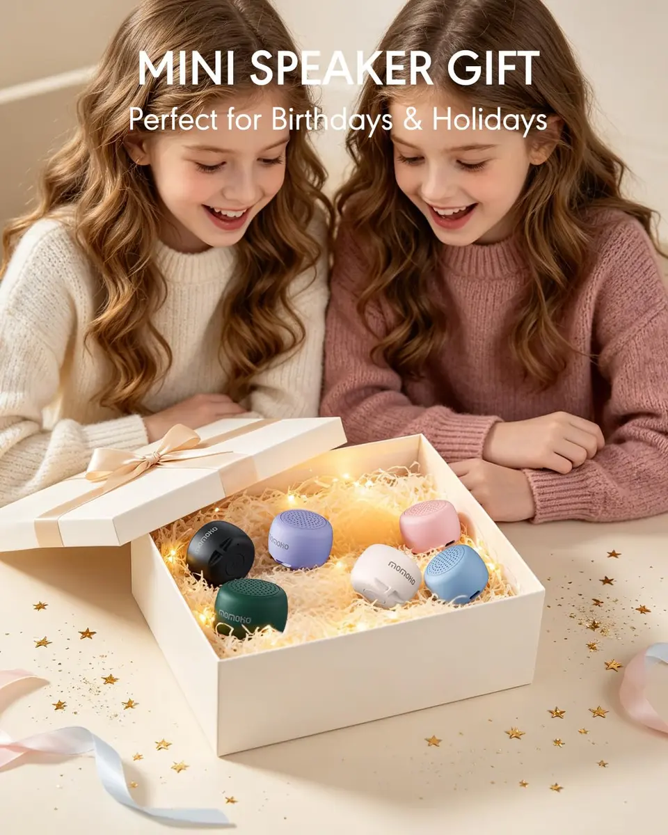 MOMOHO Mini Bluetooth Speaker Wireless, Tiny Portable Speaker with Mic & TWS, Black - view 7