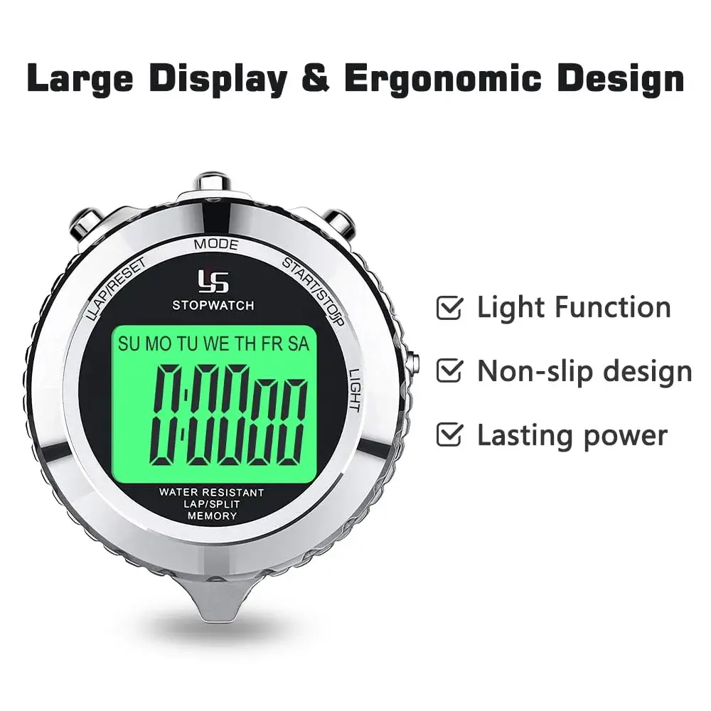 LAOPAO Metal Stopwatch Timer with Backlight & 2 Lap Memory | Professional Coach Stopwatch - view 6