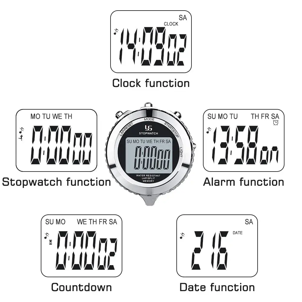 LAOPAO Metal Stopwatch Timer with Backlight & 2 Lap Memory | Professional Coach Stopwatch - view 2