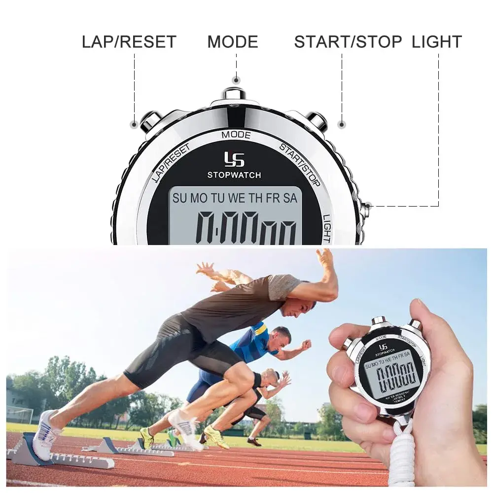 LAOPAO Metal Stopwatch Timer with Backlight & 2 Lap Memory | Professional Coach Stopwatch - view 3