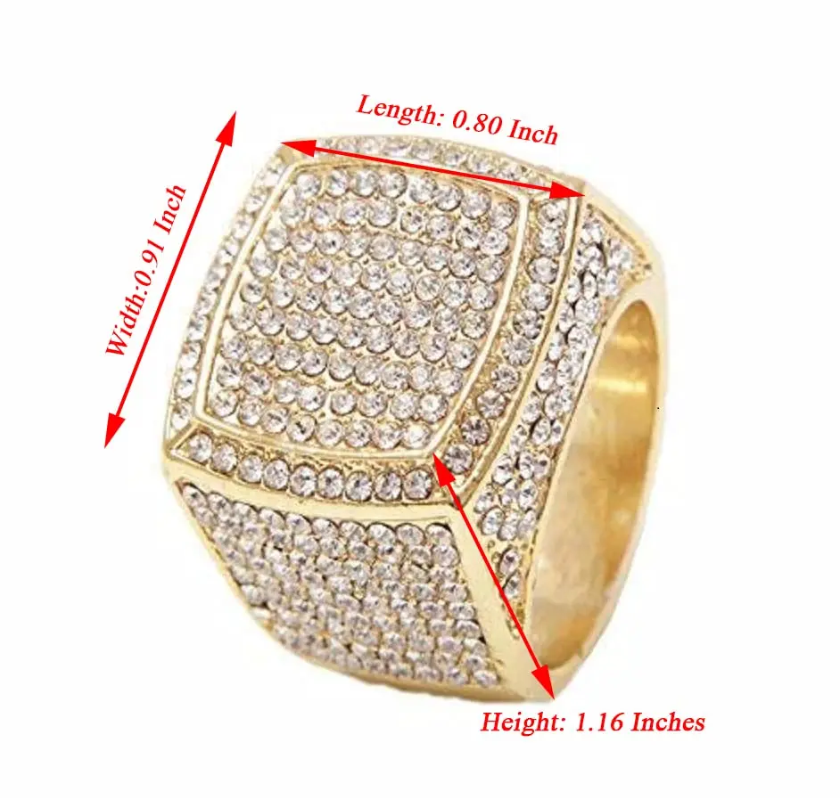 Charles Raymond Gold Oversize Hip Hop Ring with Crystals | Size 9 (US) - view 3