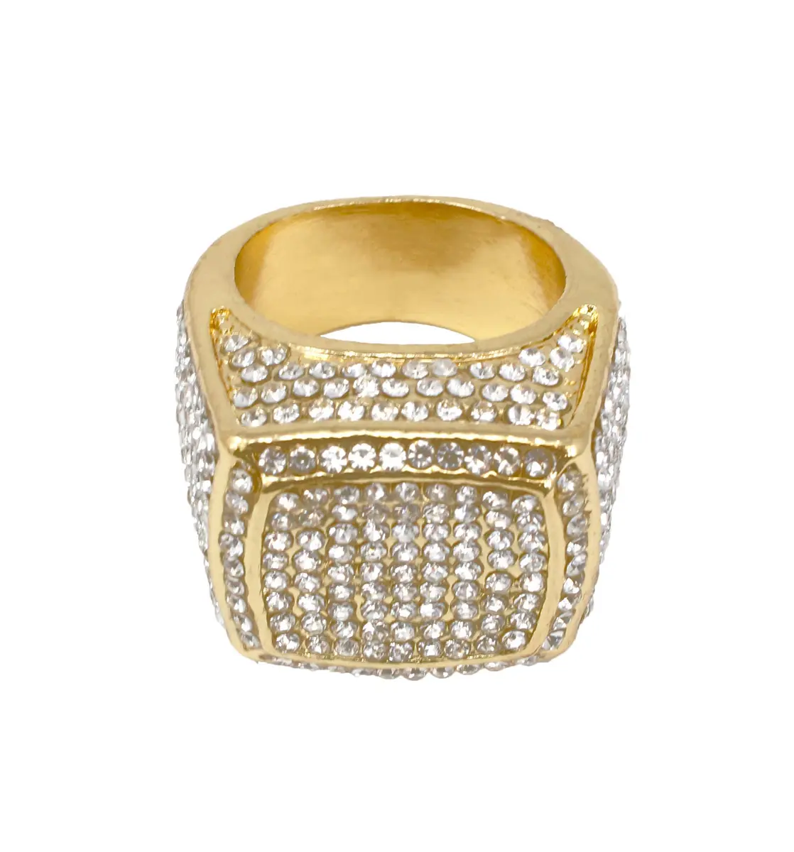 Charles Raymond Gold Oversize Hip Hop Ring with Crystals | Size 9 (US) - view 4
