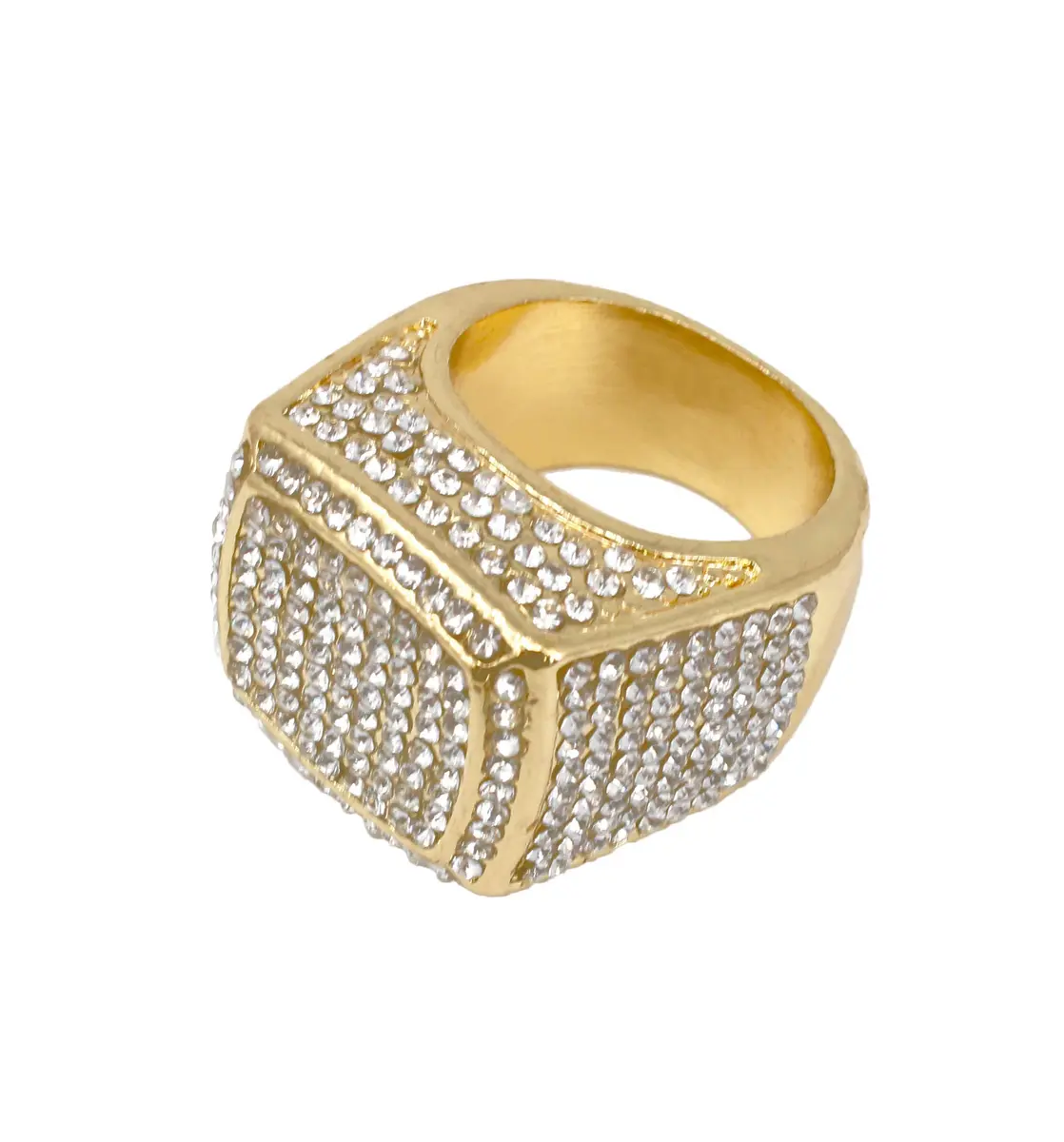 Charles Raymond Gold Oversize Hip Hop Ring with Crystals | Size 9 (US) - view 5