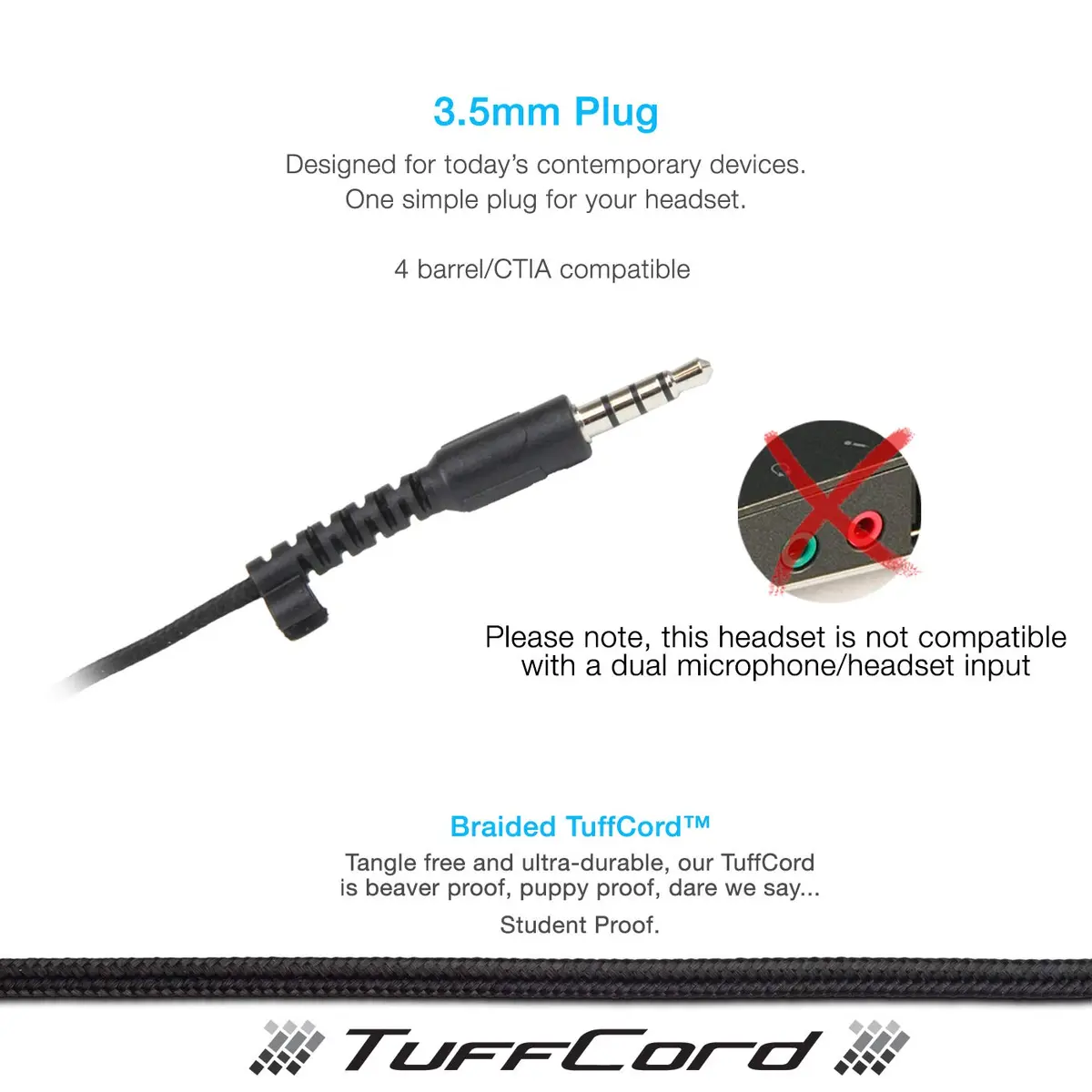 Cyber Acoustics AC-4000 Stereo PC Headset with TuffCord, 20 Pack | Durable Wired Headset for Office & Classroom - view 5