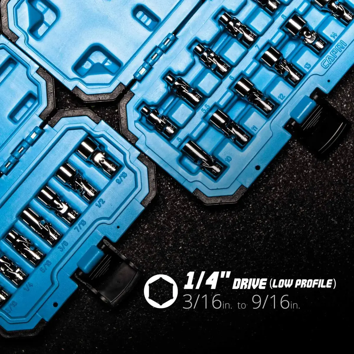 Capri Tools 1/4 in. Drive Universal Socket Set, 3/16-9/16 in. SAE, 7-Piece | WaveDrive Grips Fasteners Tightly - view 5