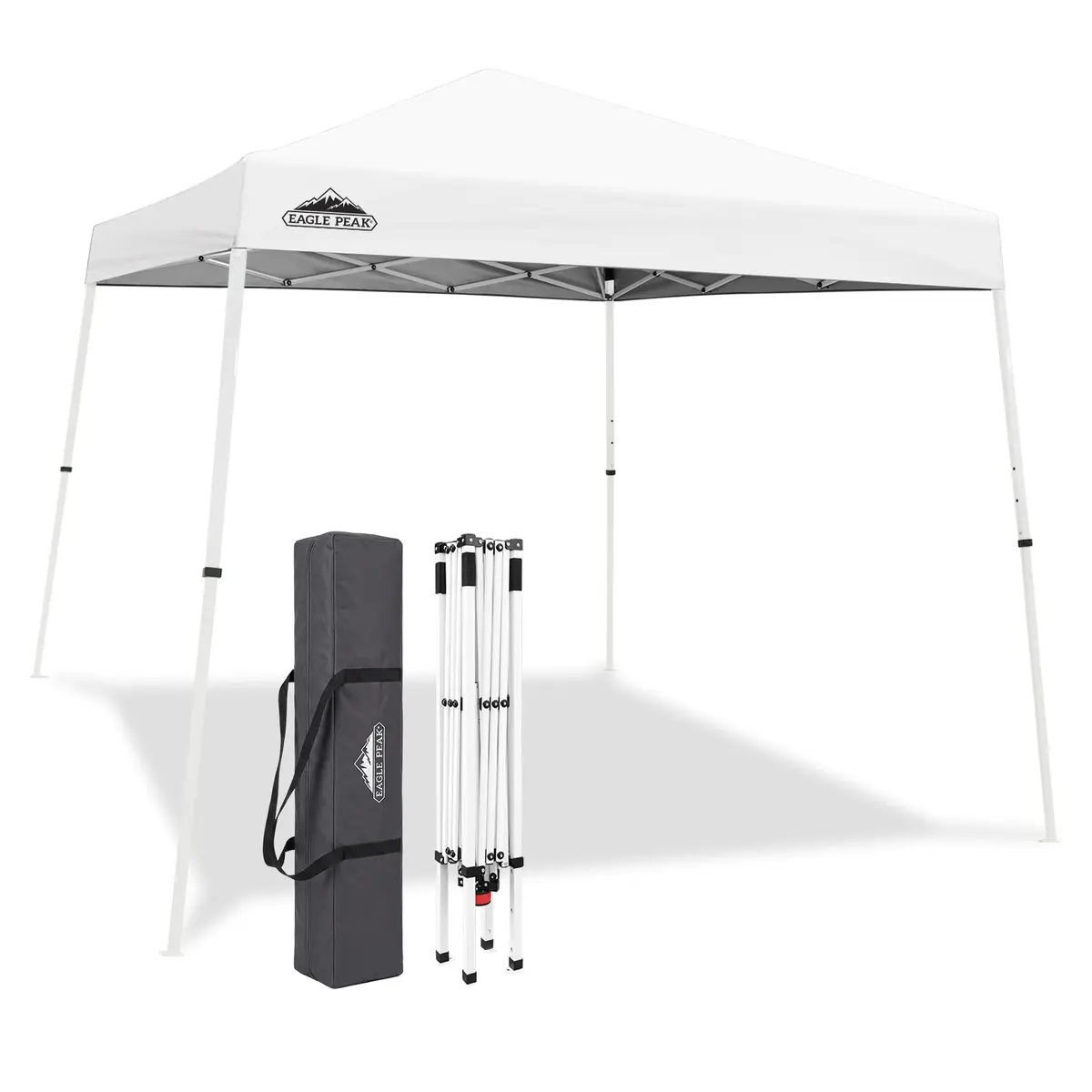 EAGLE PEAK 10x10 Slant Leg Pop Up Canopy Tent, White | Portable Outdoor Shelter with UPF 50+ UV Protection - main product image