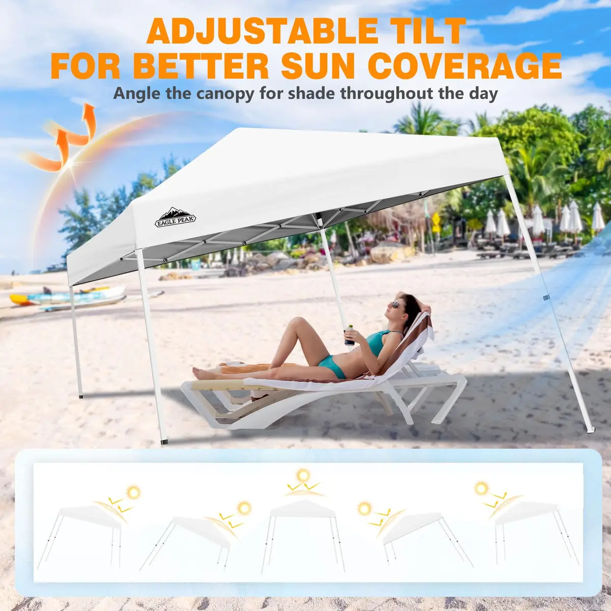 EAGLE PEAK 10x10 Slant Leg Pop Up Canopy Tent, White | Portable Outdoor Shelter with UPF 50+ UV Protection - view 7