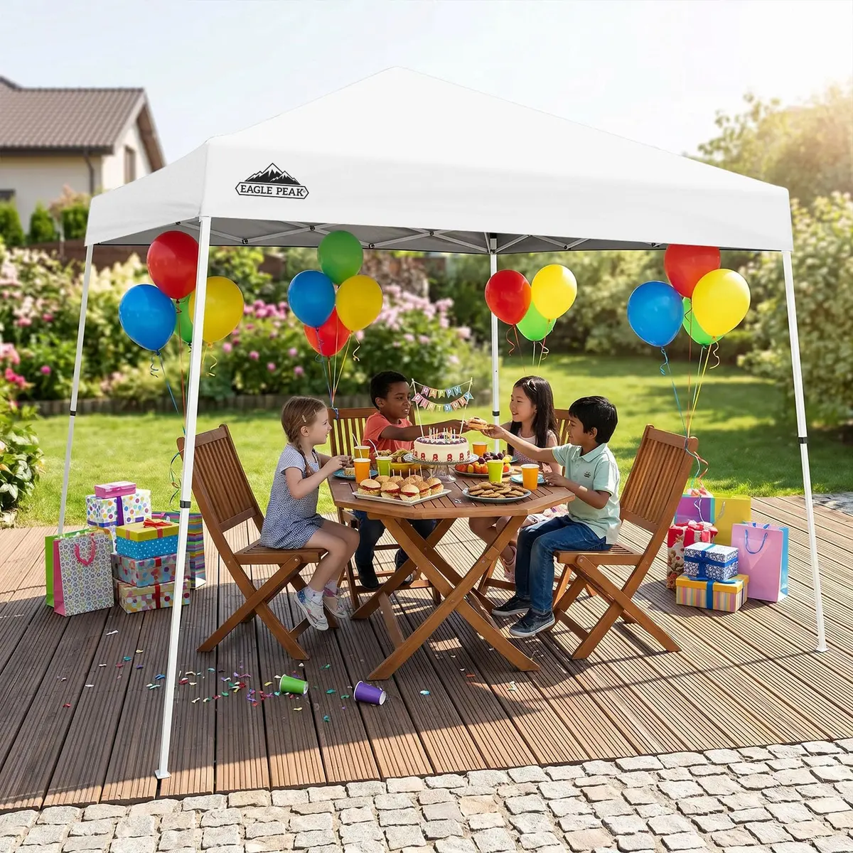 EAGLE PEAK 10x10 Slant Leg Pop Up Canopy Tent, White | Portable Outdoor Shelter with UPF 50+ UV Protection - view 8