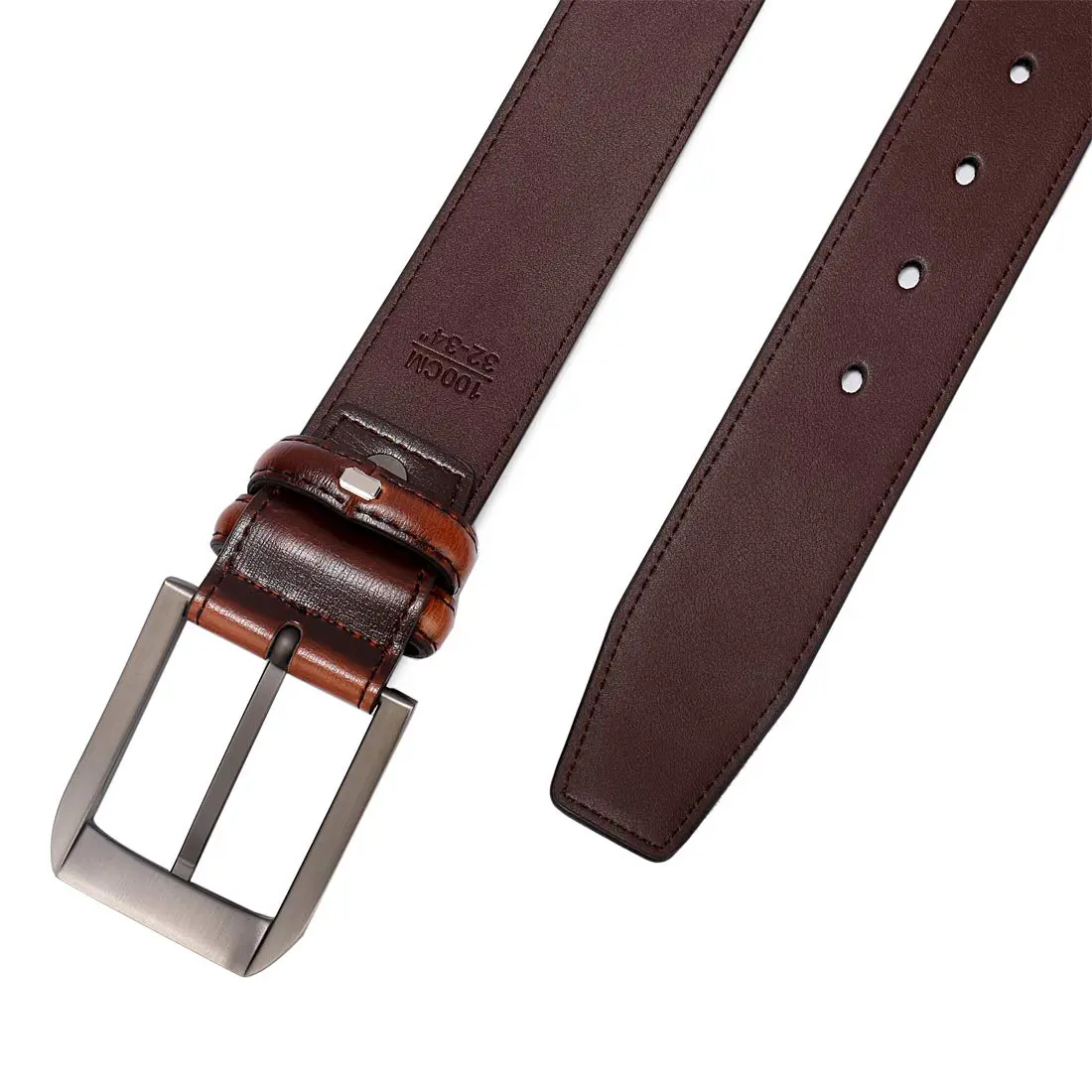 beltox fine Men's Genuine Leather Jeans Belt 38mm (1.5") Wide | Cognac, Size 36-37 - view 4