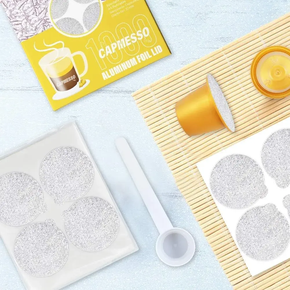 CAPMESSO 1000 Aluminum Foil Lids & 6 Reusable Pods | Grips Coffee for Nespresso OriginalLine - view 2