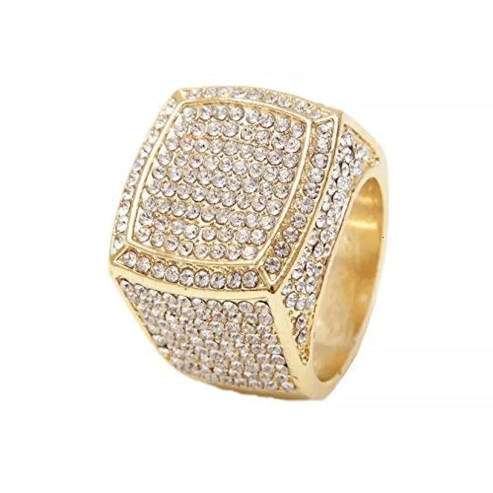 Charles Raymond Bling Bling Hip Hop Iced Out Luxury BIG Oversize Men's Ring - 444 (Gold, 11) | Bold Oversized Hip Hop Jewelry - main product image
