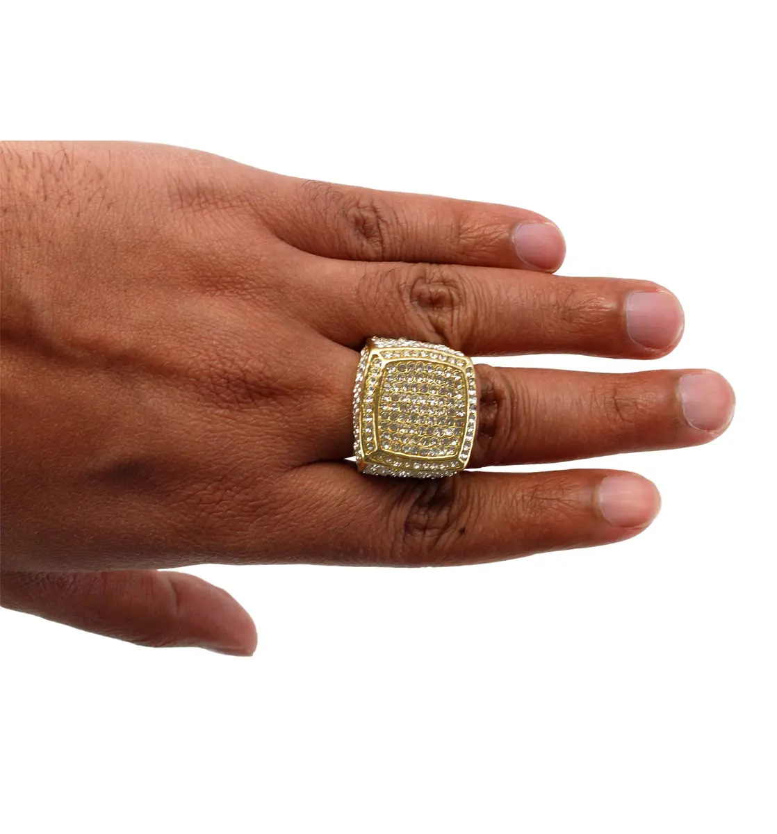 Charles Raymond Bling Bling Hip Hop Iced Out Luxury BIG Oversize Men's Ring - 444 (Gold, 11) | Bold Oversized Hip Hop Jewelry - view 6