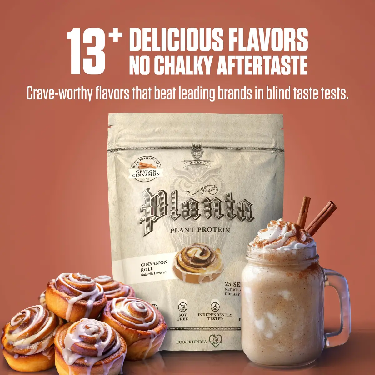 Ambrosia Plant Based Protein Powder 20g | Vegan & Keto Friendly Cinnamon Roll | Gluten & Dairy Free | 25 Servings - view 6