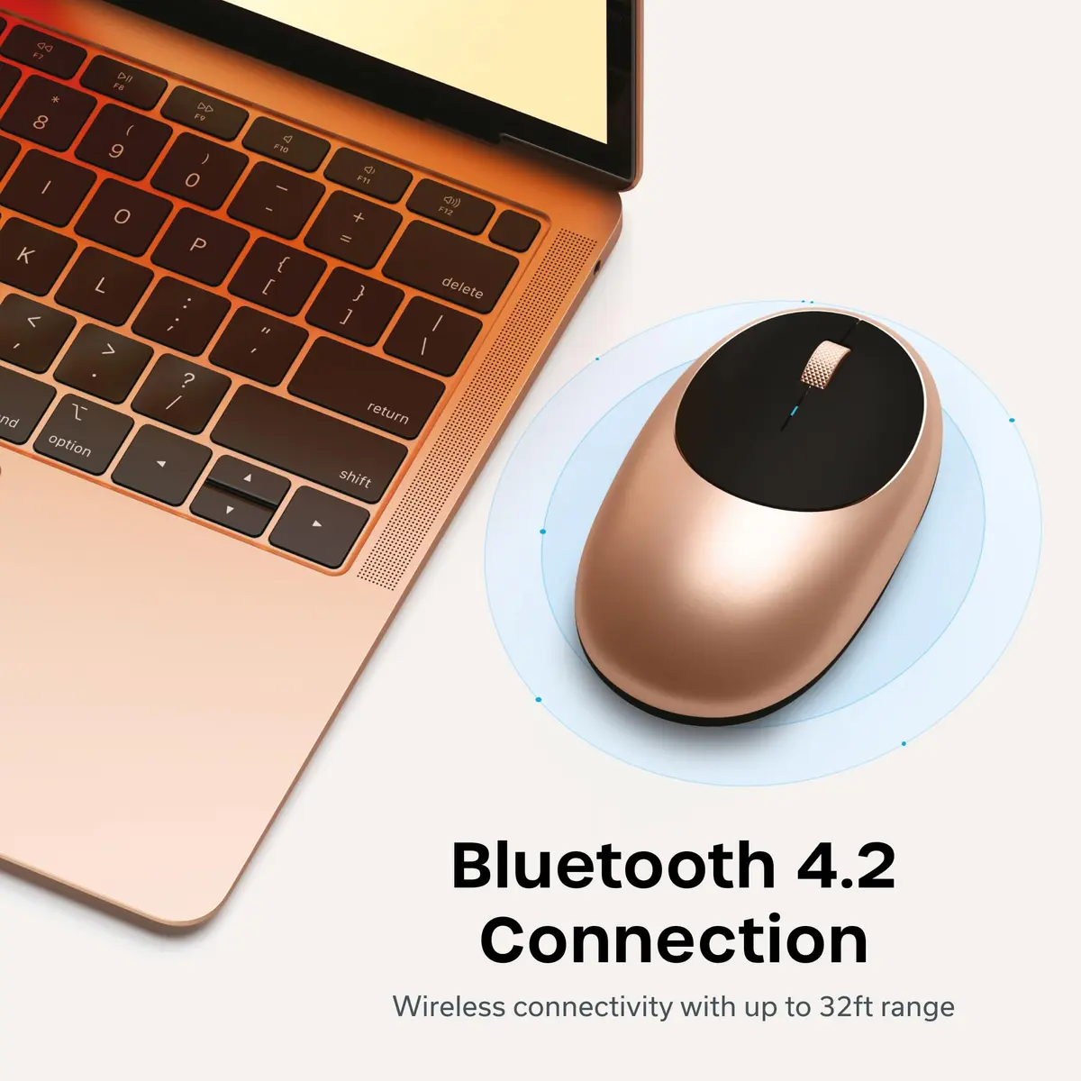 Satechi M1 Wireless Bluetooth Mouse, USB-C Rechargeable, Compact Gold | 1200 DPI Optical Tracking - view 2