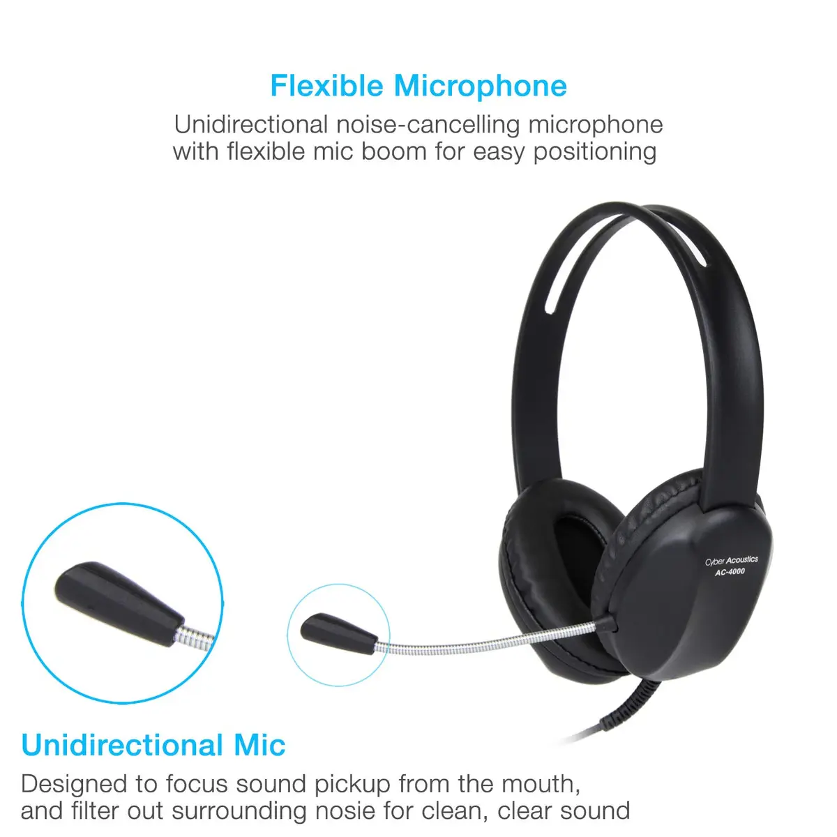 Cyber Acoustics AC-4000 Stereo PC Headset with TuffCord, 80 Pack | Durable Wired Headset for Schools & Offices - view 4