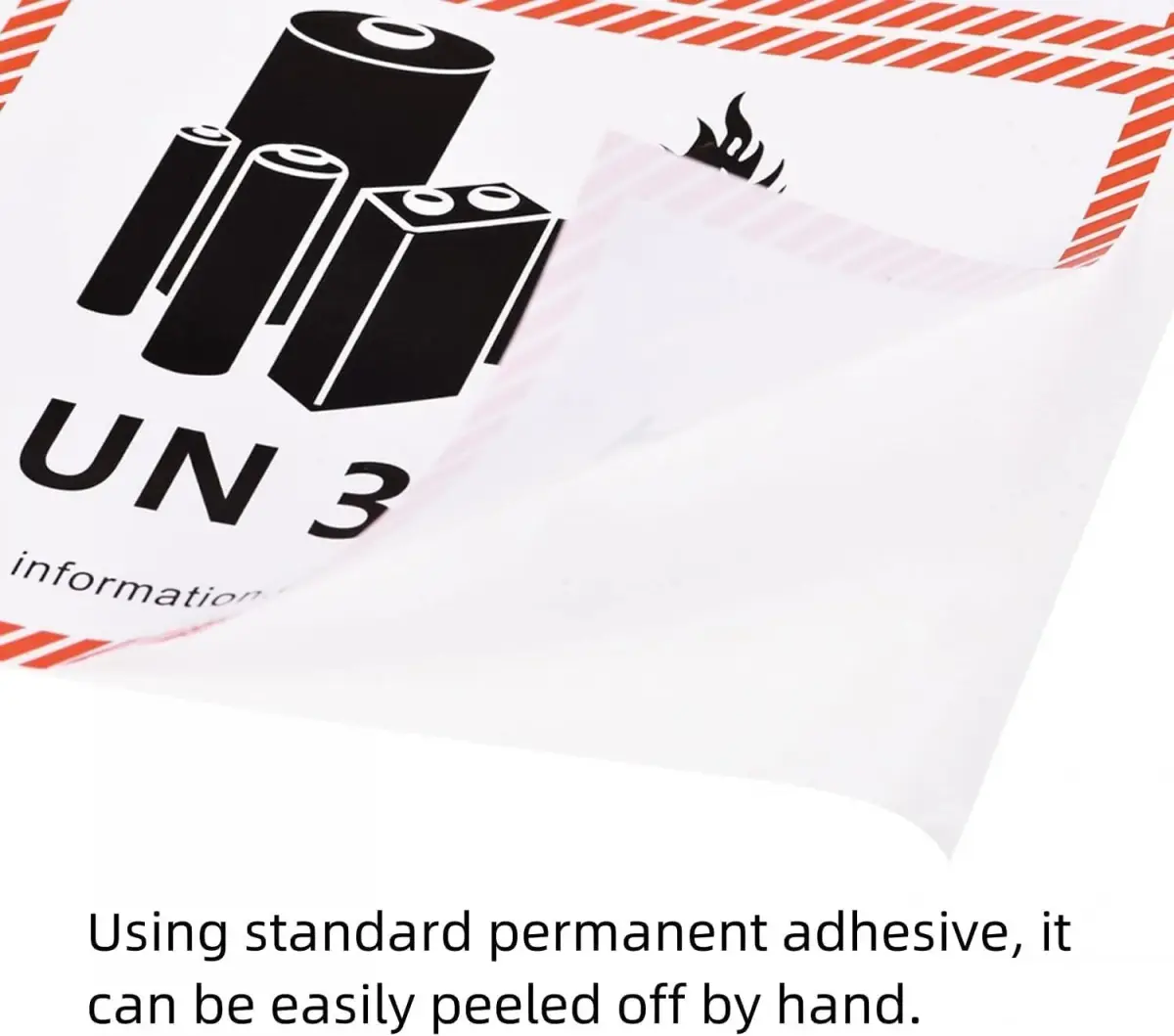 HYBSK Lithium Ion Battery Transport Caution Warning Labels 4.7" x 4.3" (50 Labels, UN3091) - view 3