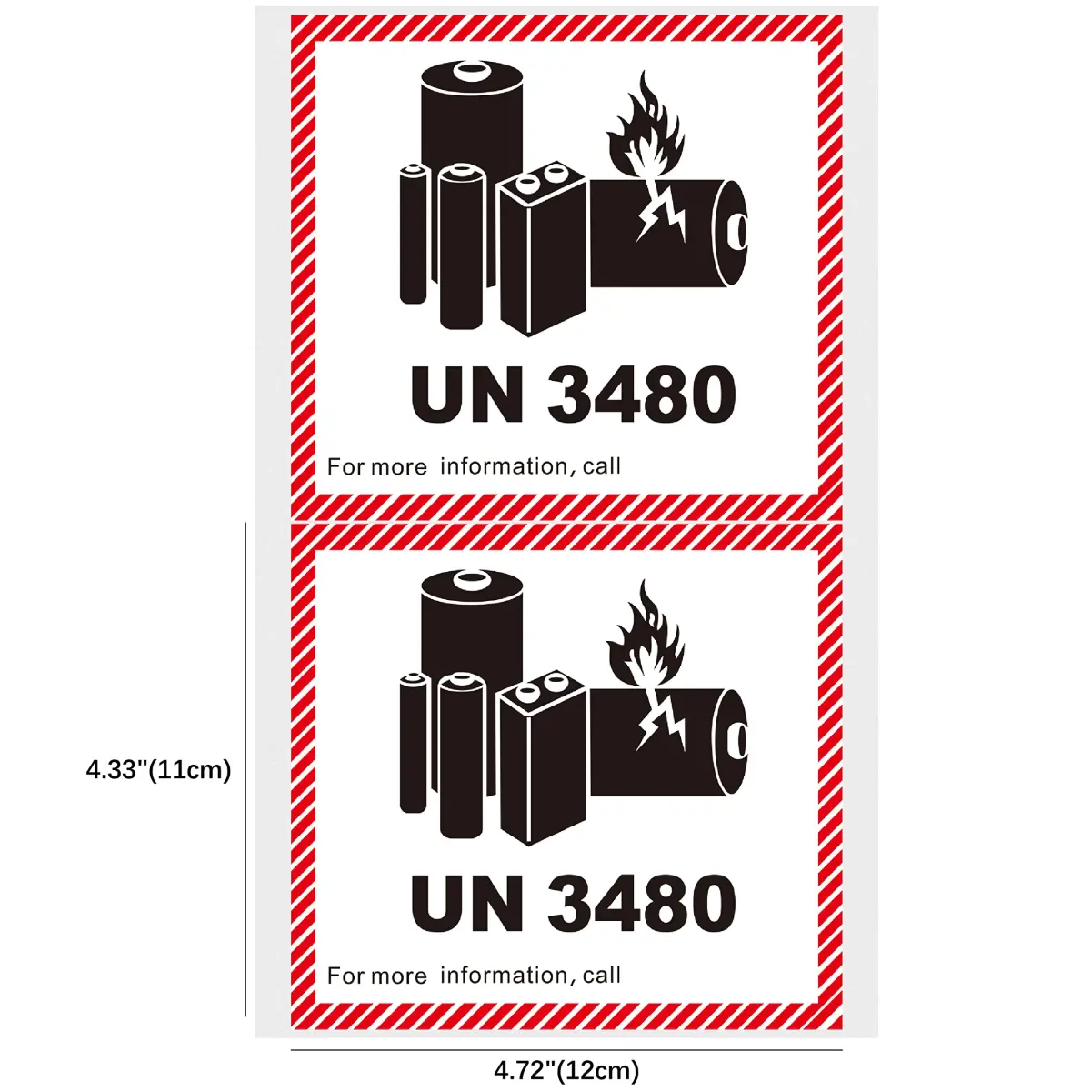 HYBSK UN3480 Lithium Ion Battery Transport Caution Warning Labels 4.7" x 4.3" | 50 Adhesive Stickers - view 2