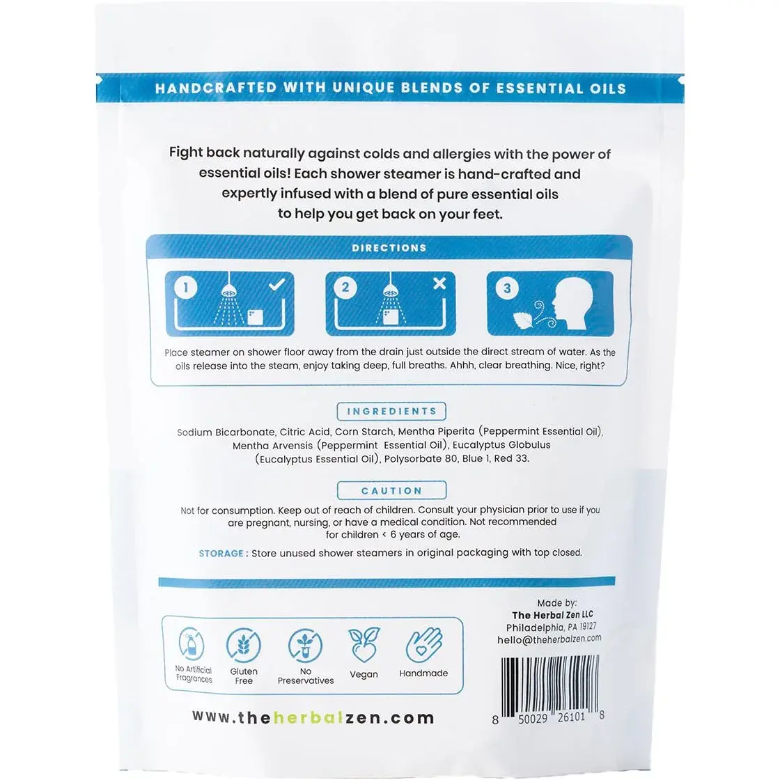 The Herbal Zen Cold Kicker Shower Steamers Aromatherapy Relief 10 Pack | Breathe Easy with Eucalyptus & Peppermint - view 9