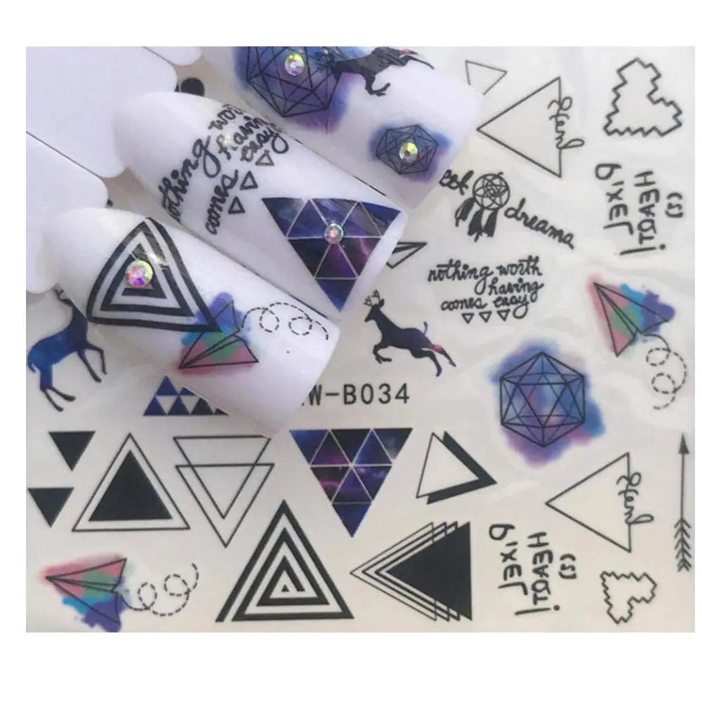Plus Size Appeal Nail Sticker Decal Sheet | Rustic Heart & Deer Design, Salon Quality, 1 Sheet - main product image
