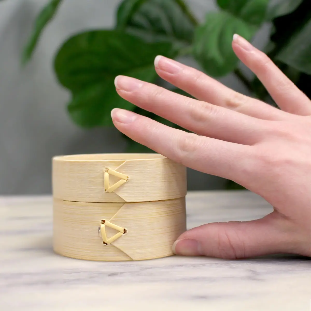 BambooMN Mini Bamboo Dim Sum Dumpling Steamer Basket 7.5cm (3 Inch) | 10-Piece Set for Party Favors - view 4