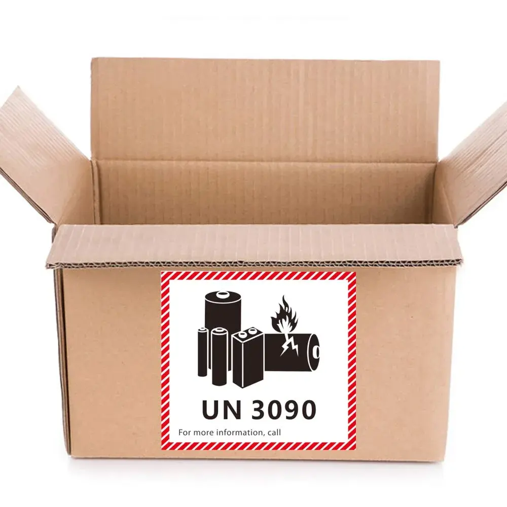 HYBSK Lithium Ion Battery Transport Caution Warning Labels 4.7" x 4.3" (50 pcs) | UN3090 Compliant - view 5