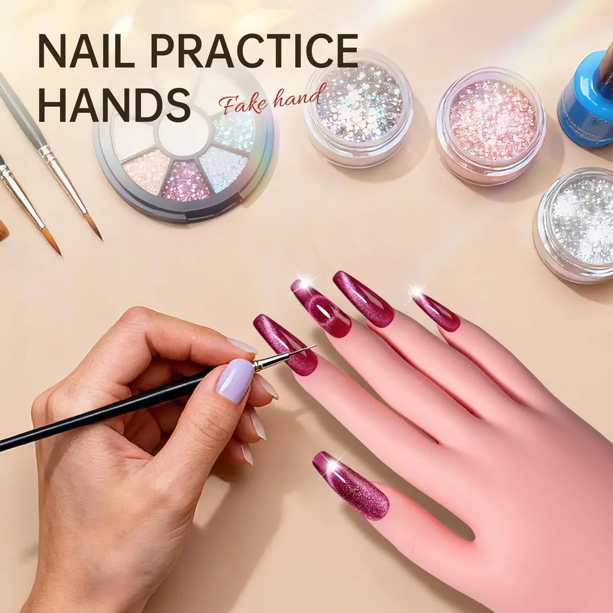 AORAEM Flexible Nail Training Hand for Acrylic and Gel Practice | Soft Plastic Mannequin Hand with Bendable Fingers (1 Count) - view 5