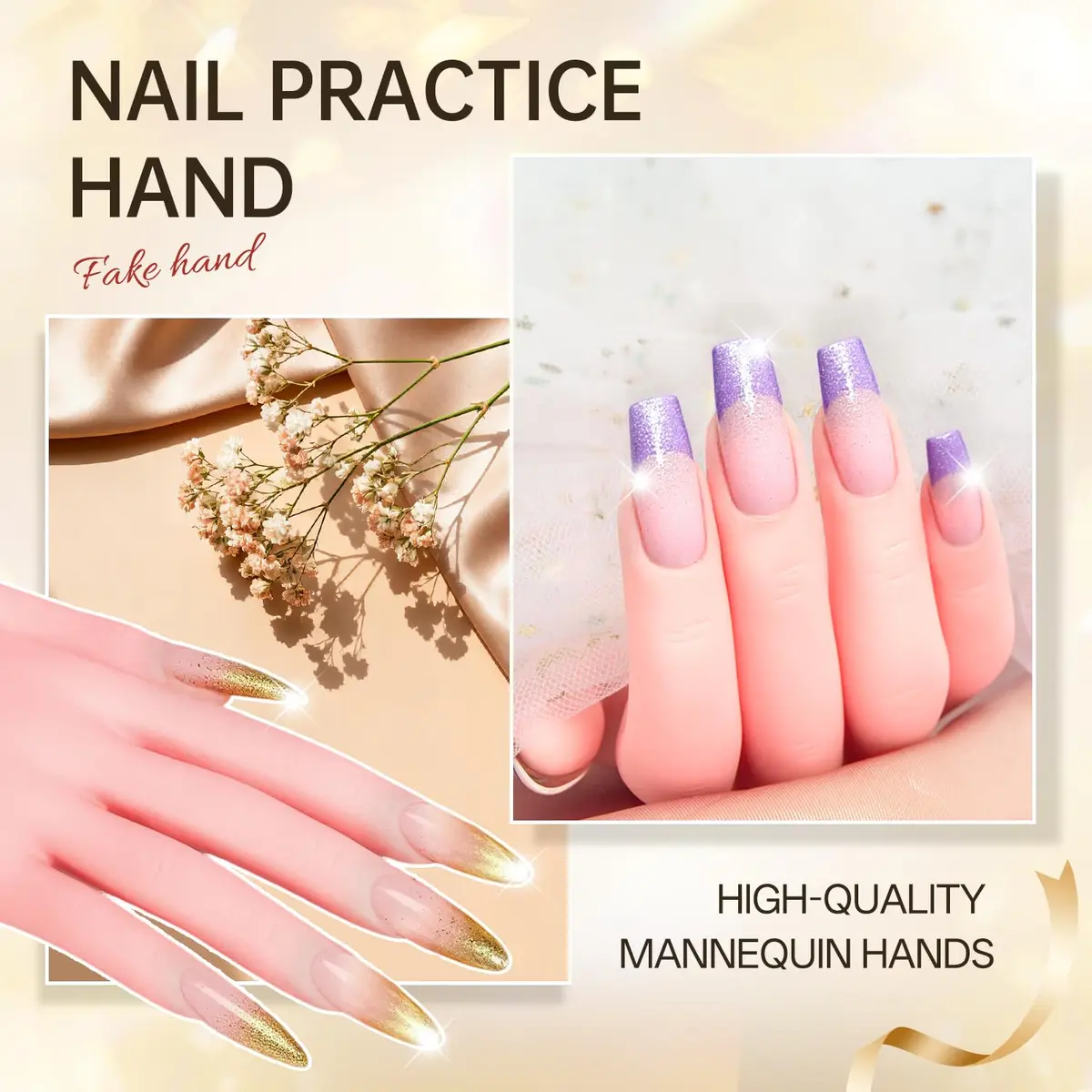 AORAEM Flexible Nail Training Hand for Acrylic and Gel Practice | Soft Plastic Mannequin Hand with Bendable Fingers (1 Count) - view 9