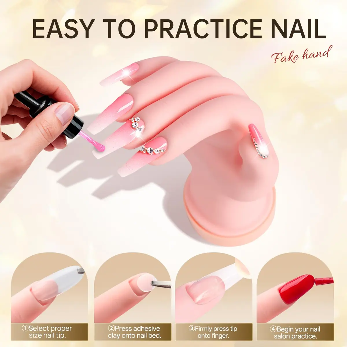 AORAEM Flexible Nail Training Hand for Acrylic and Gel Practice | Soft Plastic Mannequin Hand with Bendable Fingers (1 Count) - view 3