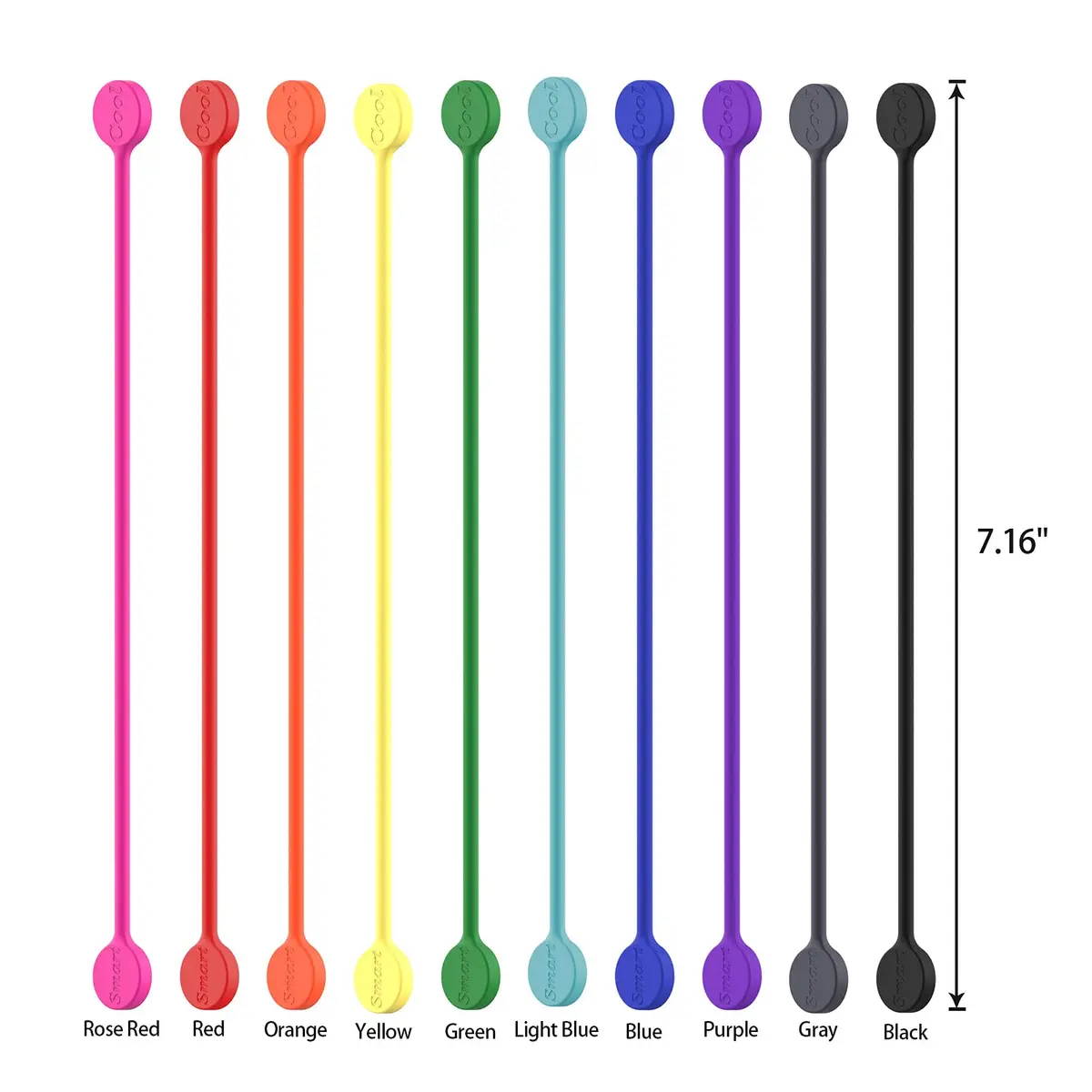 Smart&Cool Reusable Silicone Magnetic Cable Ties, Multicolored, 20-Pack | Flexible Cord Organizer for India - view 2