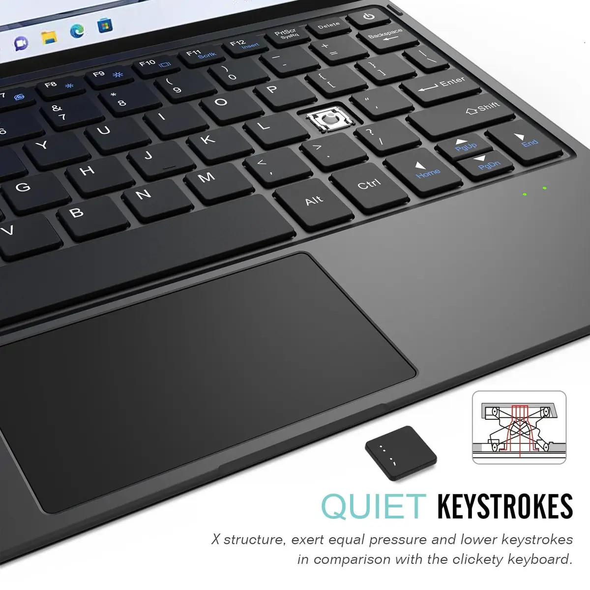 Arteck Surface Go Type Cover Bluetooth Keyboard with Touchpad | Black - view 4